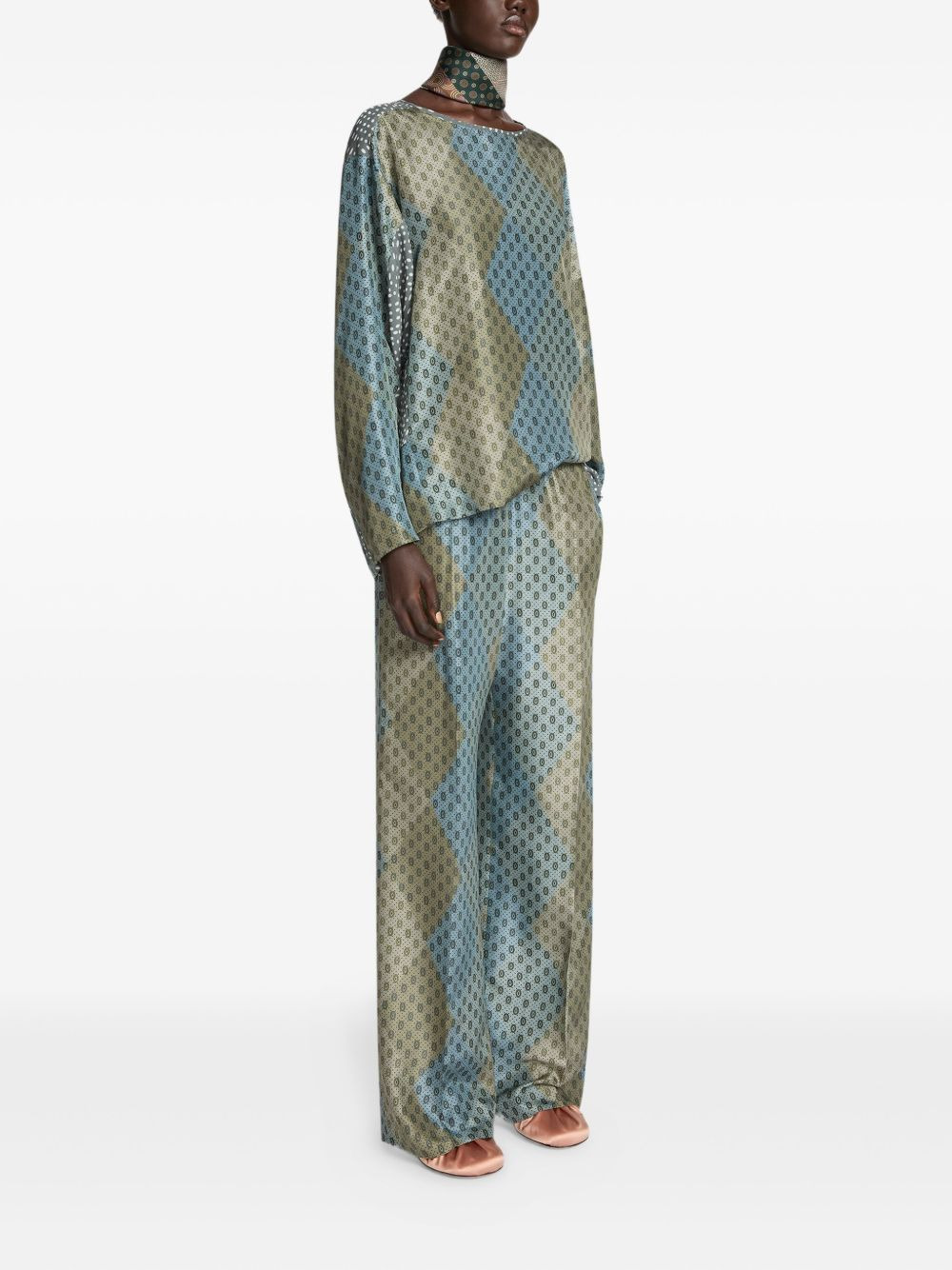 geometric-pattern elasticated trousers - 3