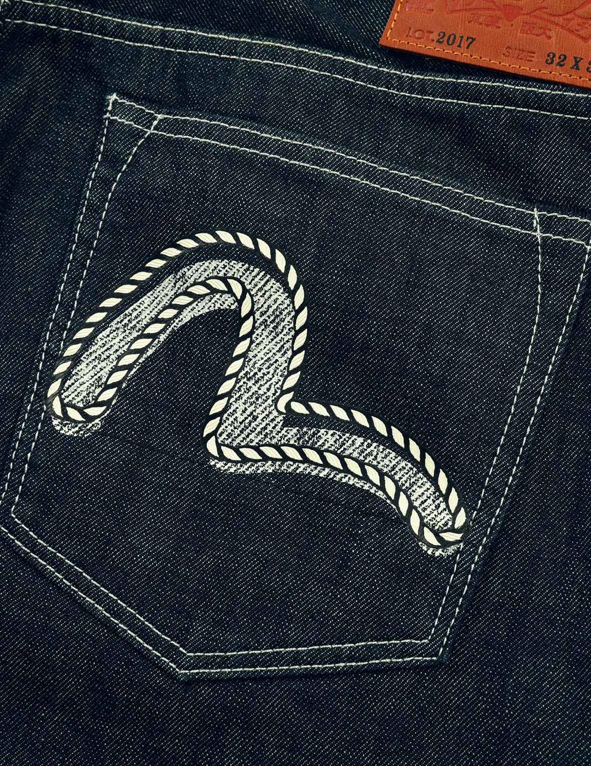 Rope-pattern Seagull Print Carrot Fit Denim Jeans #2017 - 9