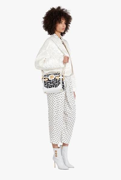 Balmain Bicolor jacquard B-Buzz 23 bag with black and white leather panel outlook