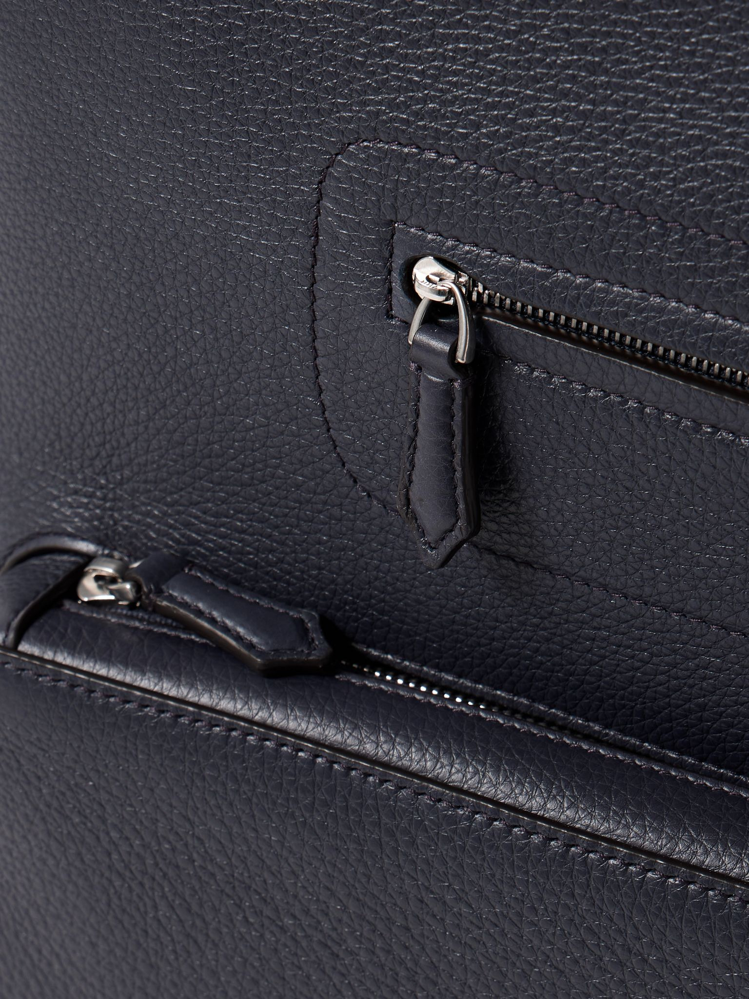Full-Grain Leather Backpack Blue - 4