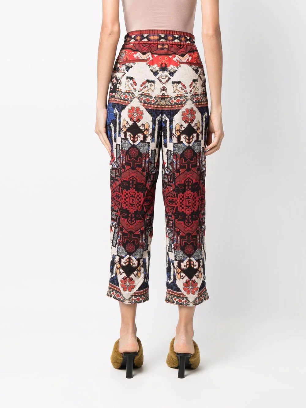 abstract pattern-print cropped trousers - 4