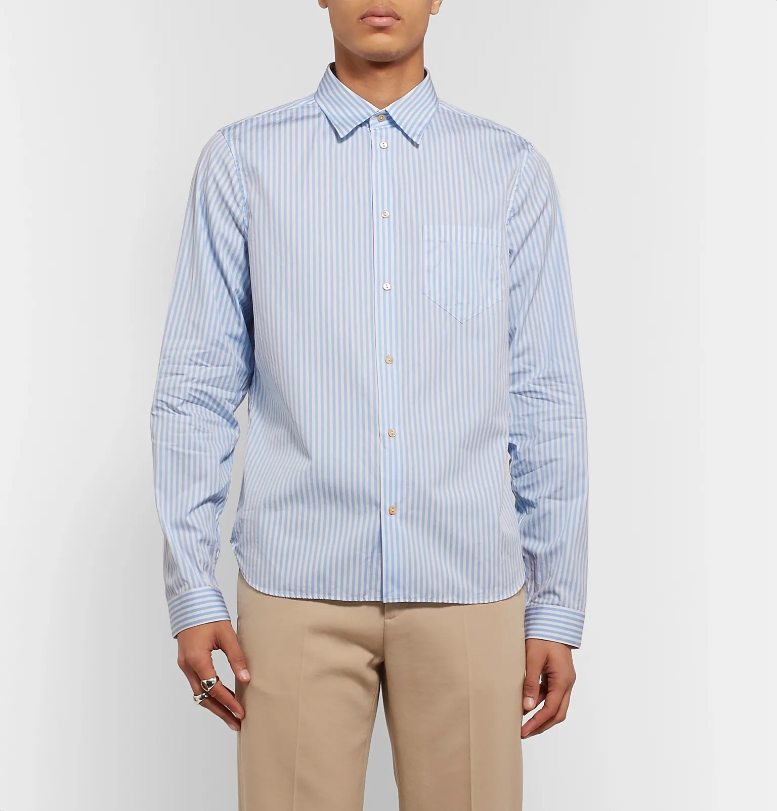 Striped Cotton-Poplin Shirt - 4