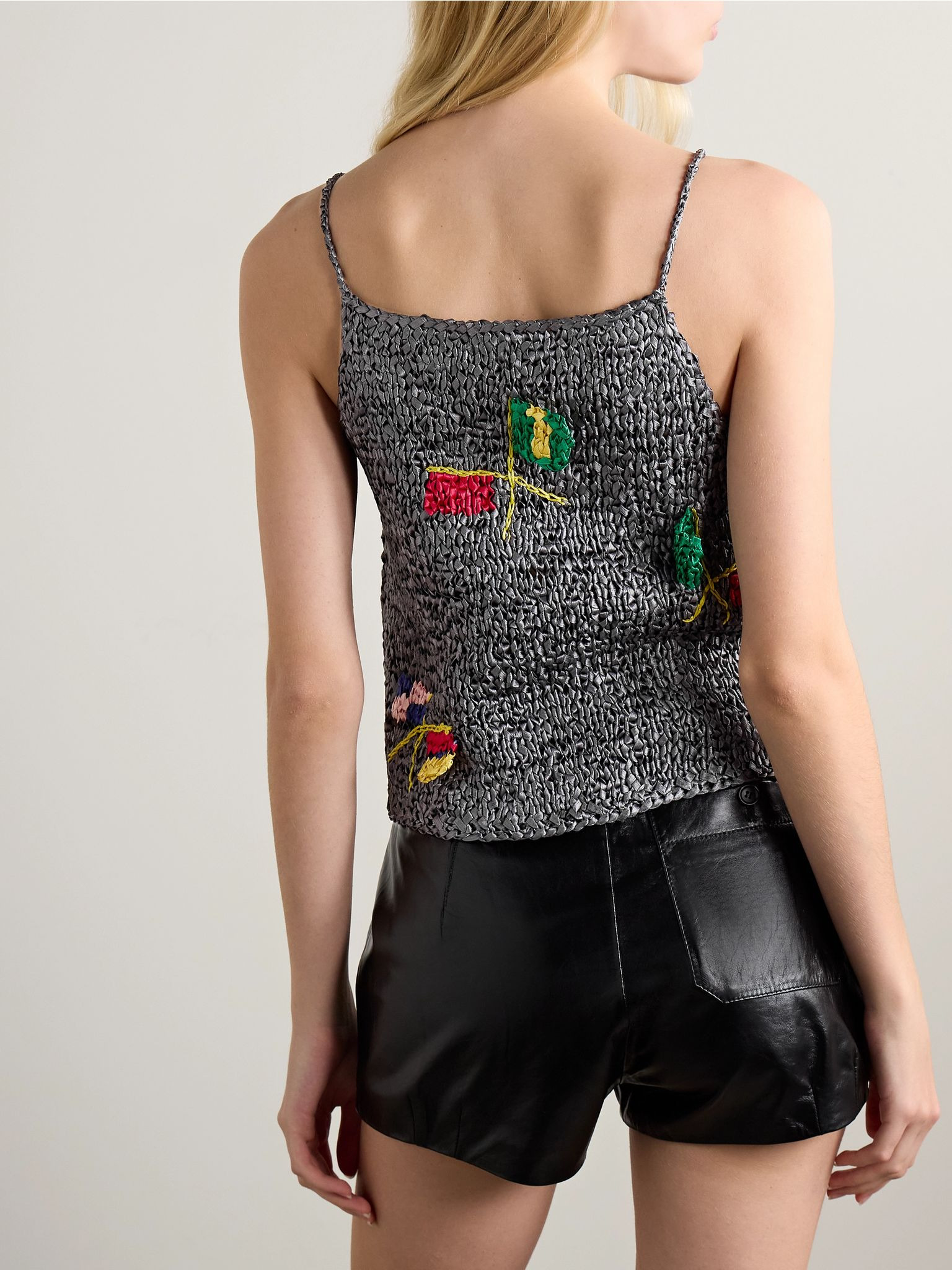 Promenade crocheted satin tank Gray - 3
