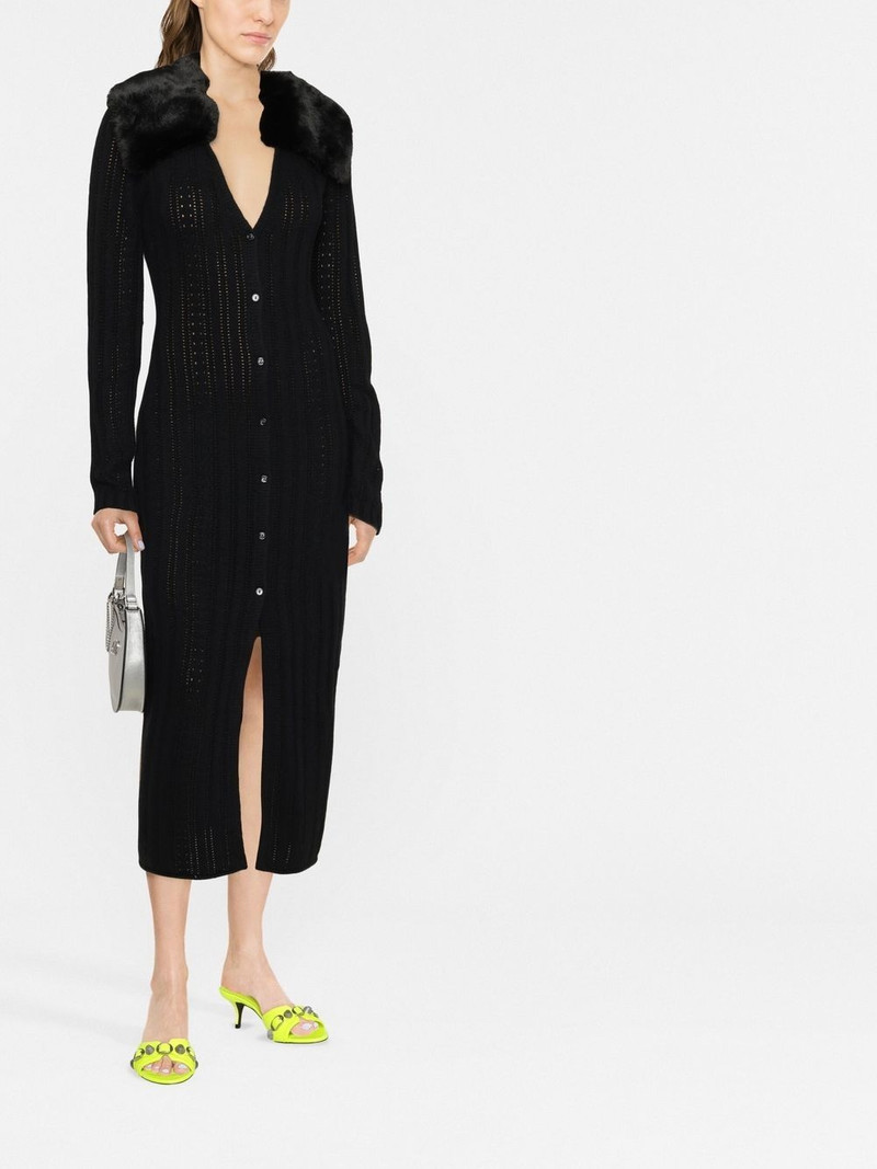 Blumarine faux-fur collar knitted dress outlook