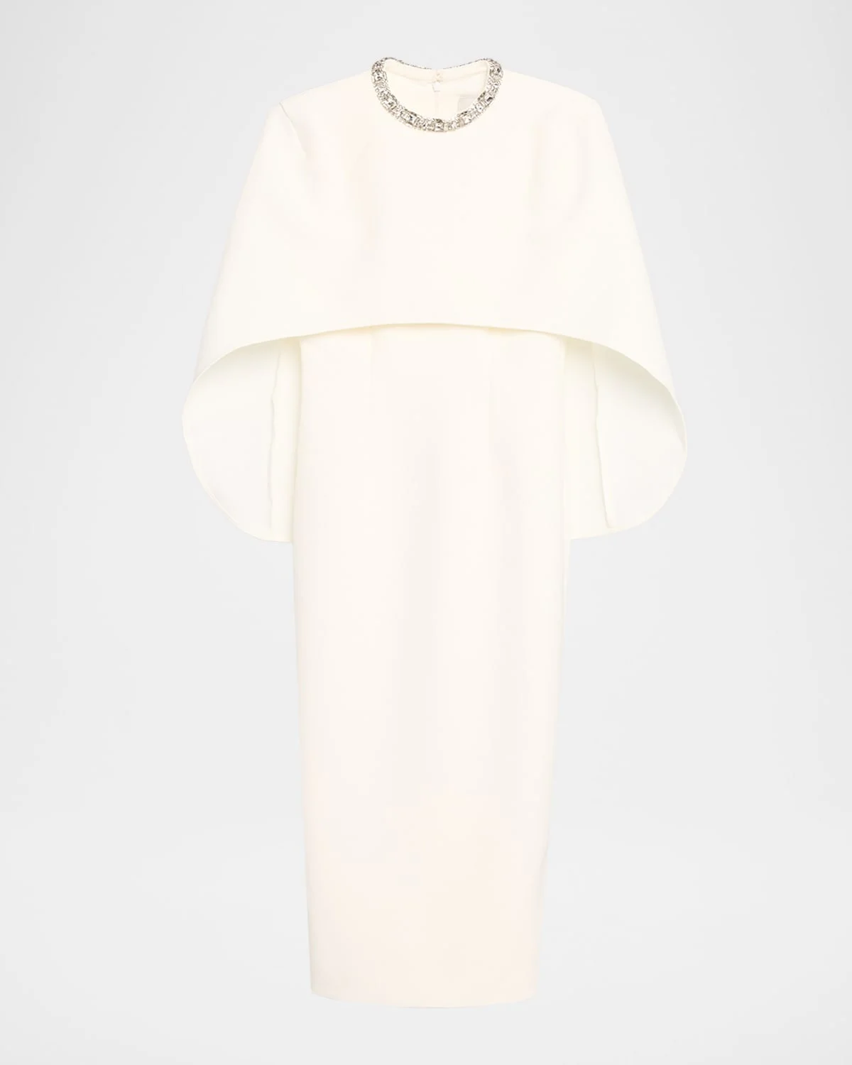 Crystal-Neck Capelet Midi Sheath Dress - 1