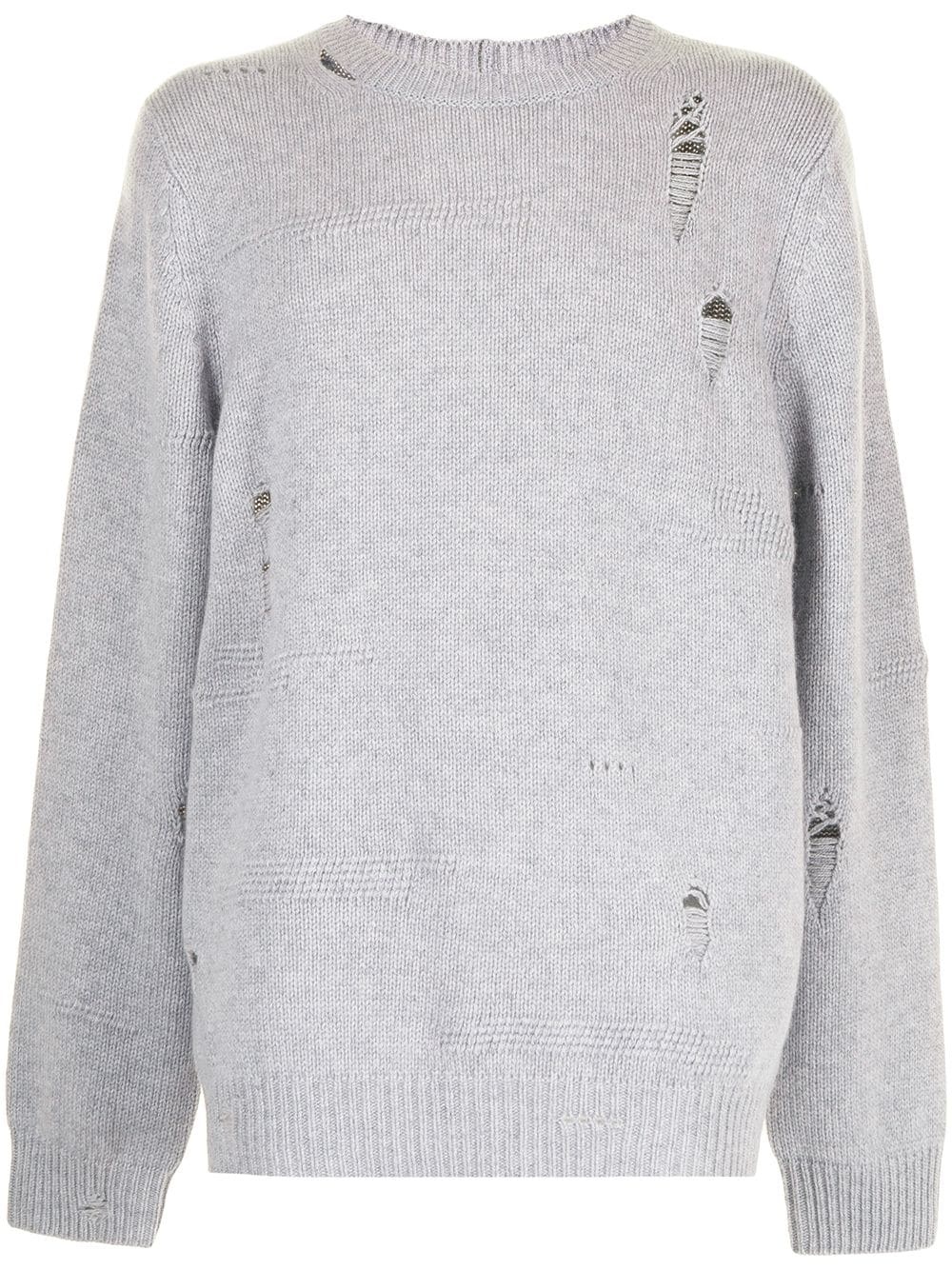 ripped wool-blend jumper - 1