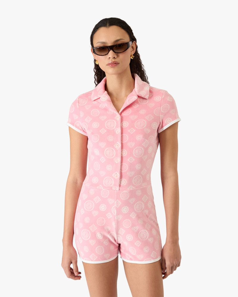Pink Velour Monogram Playsuit | Casablanca Paris 4