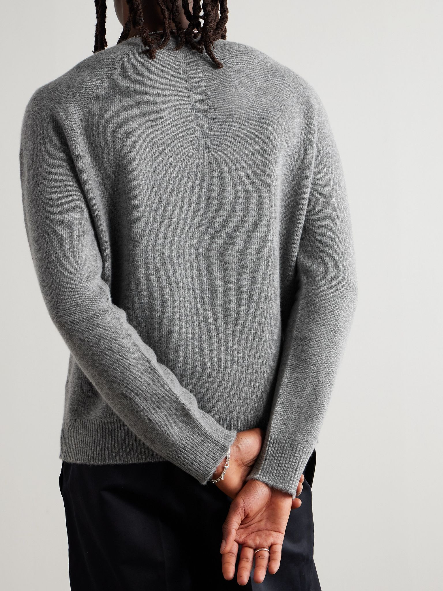 Merino Wool and Cashmere-Blend Sweater Gray - 4
