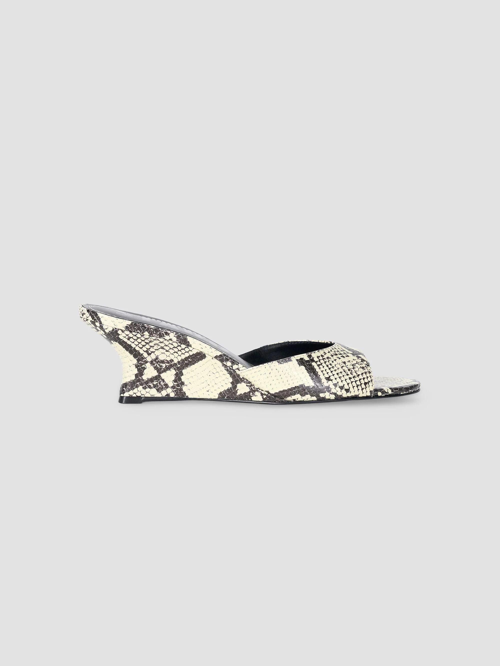 Women's Brigitte 60MM Snake-Embossed Wedges - White Snake - 1