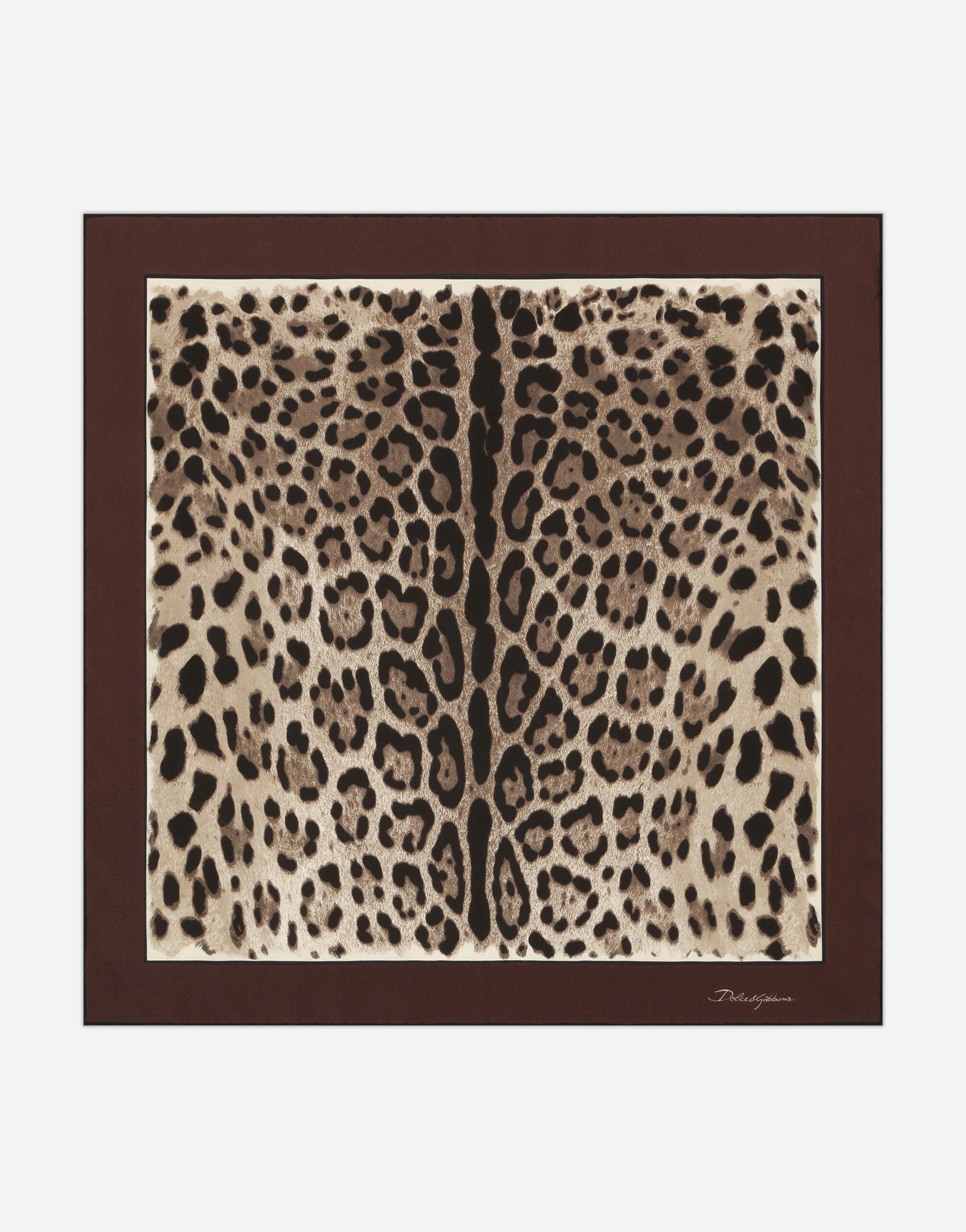 Leopard-print twill scarf (50x50) - 1