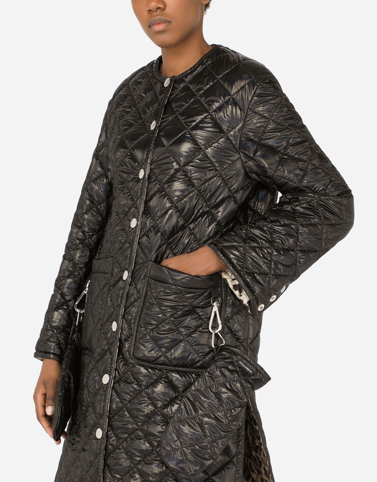 Coated quilted fabric coat with gloves - 5