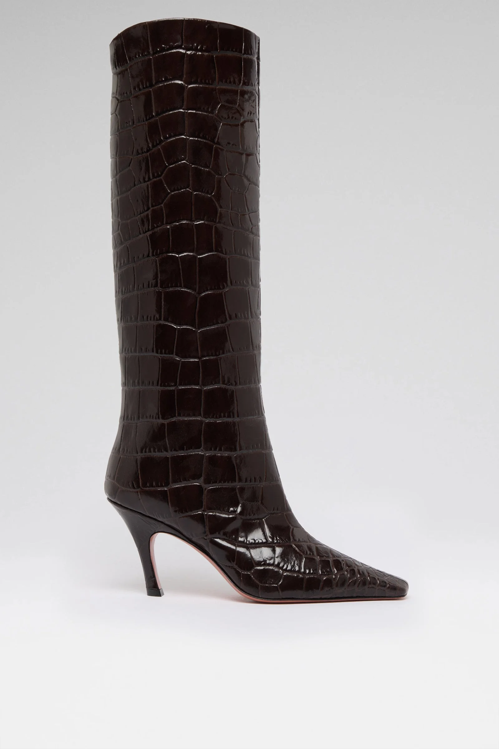 MONA BOOT 80 SHINY COFFEE PRINTED CROC - 1