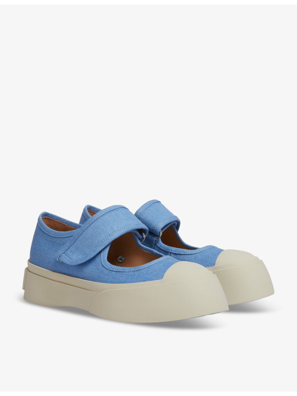 Branded contrast-sole cotton low-top trainers - 3