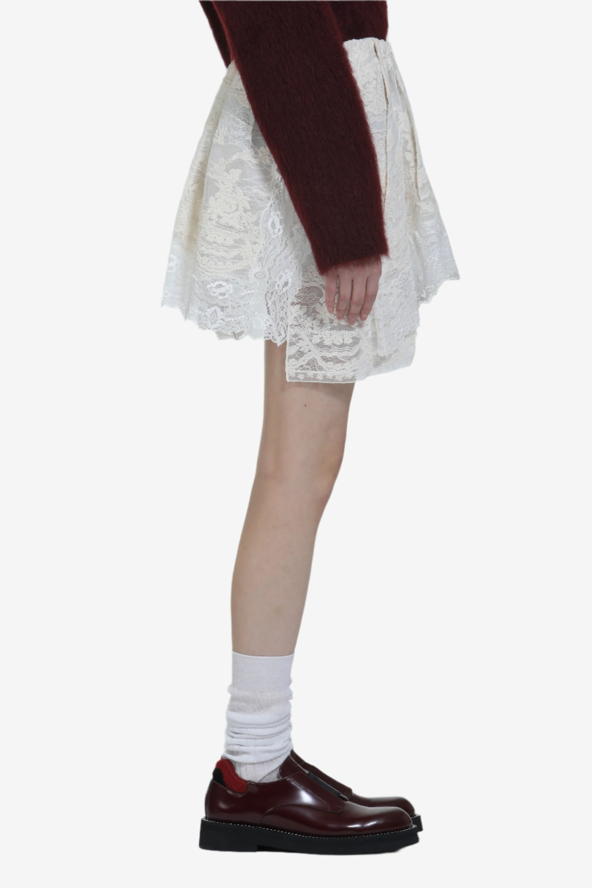 LACE MINISKIRT WITH IRREGULAR HEM - 3