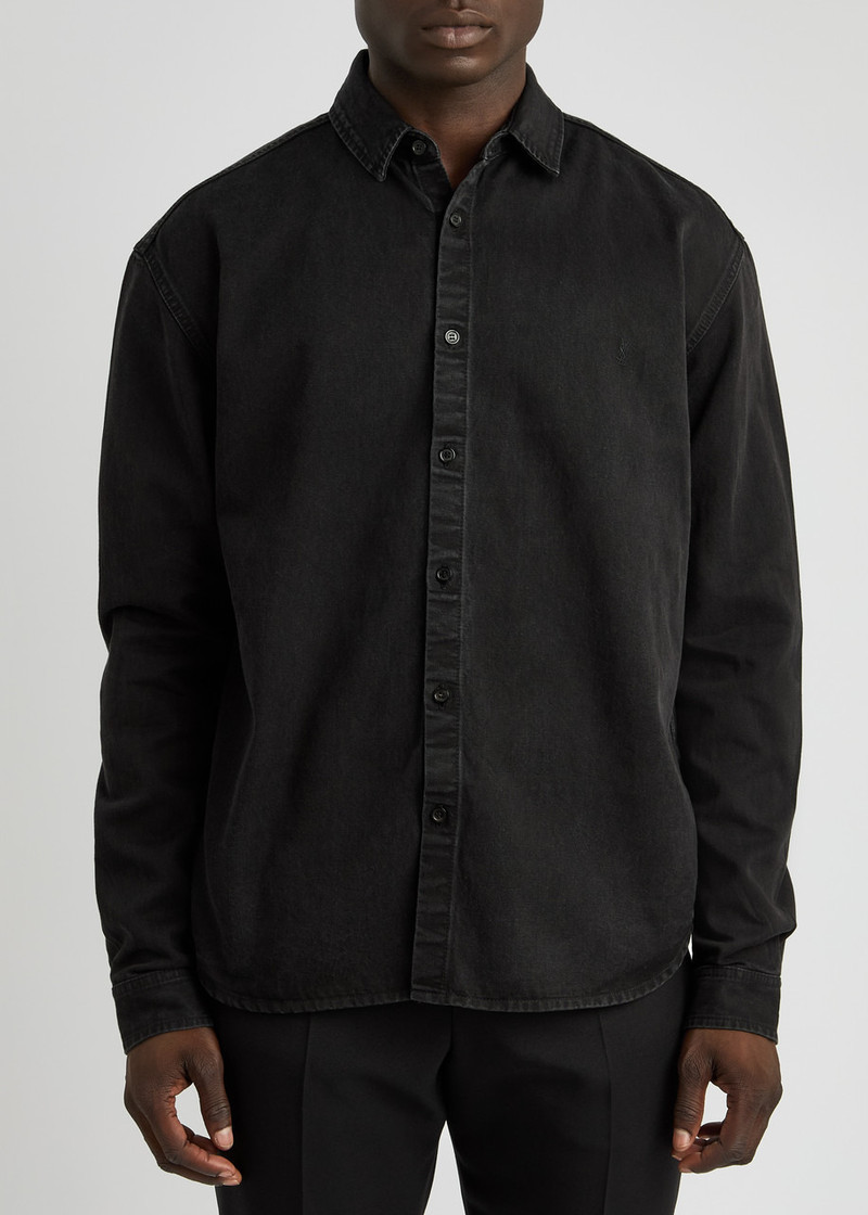 SAINT LAURENT Saint Laurent Logo-embroidered Denim Shirt outlook
