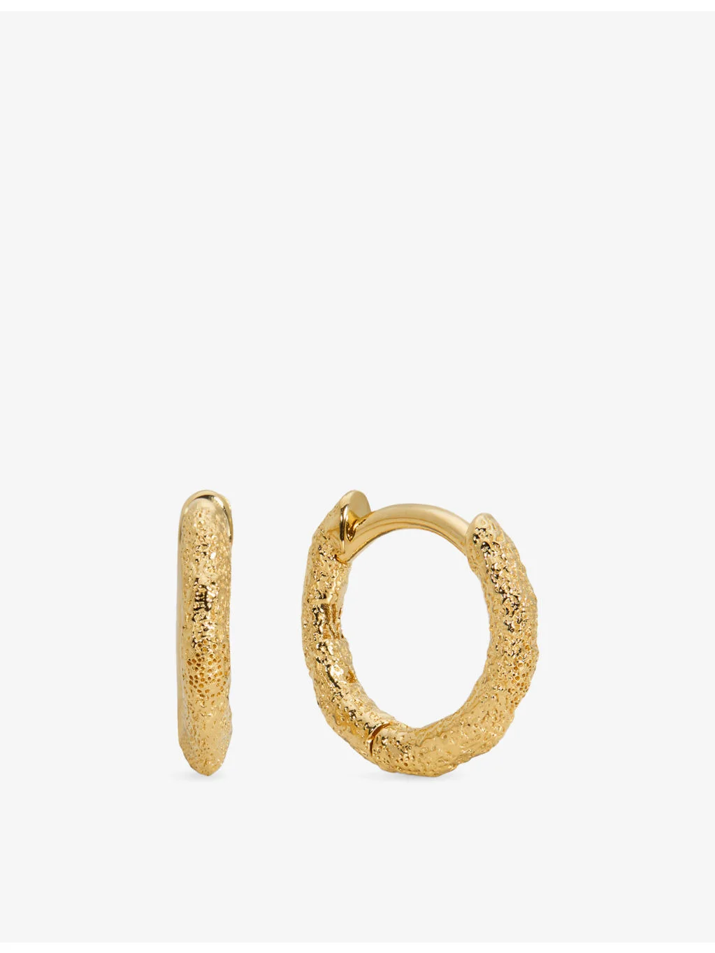 Antica Textured Mini 18ct Yellow Gold Vermeil Huggie Earrings - 1