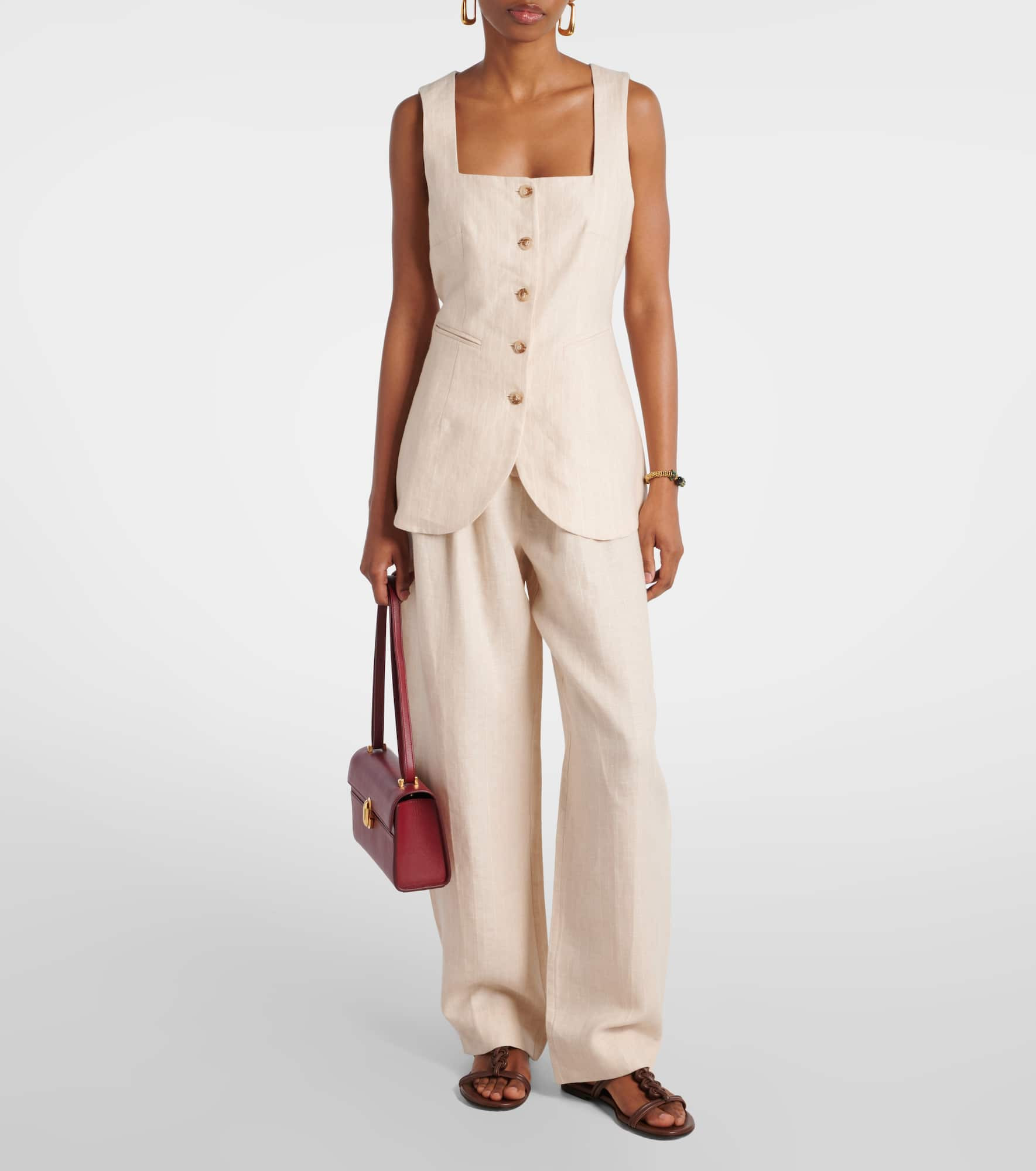 Lucille pinstripe linen vest - 2