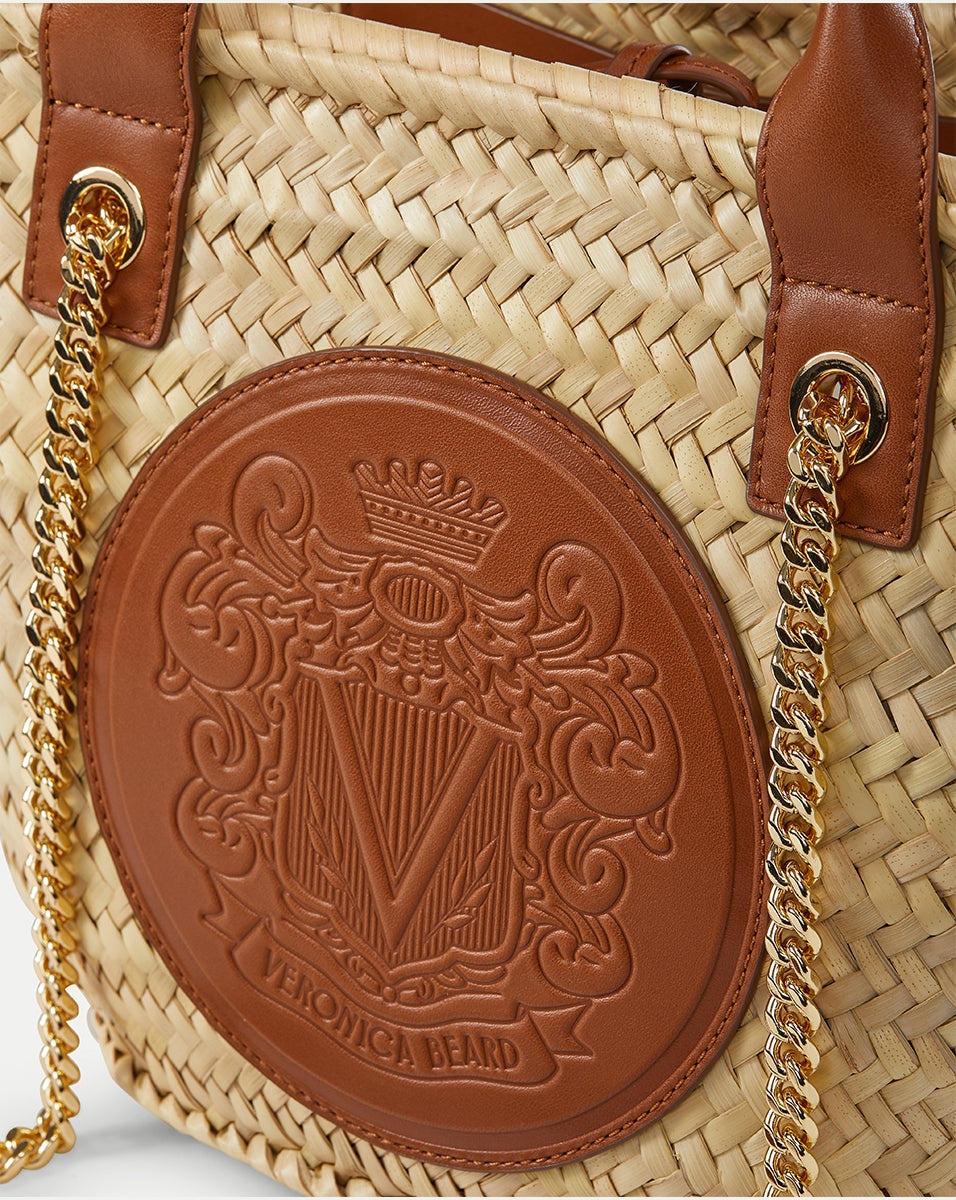 SMALL RAFFIA CREST MARKET TOTE - 3