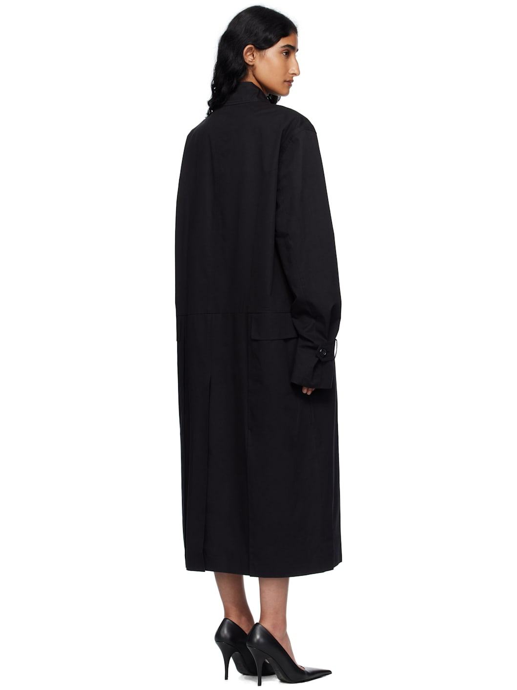 Black Front Cropped Coat - 3