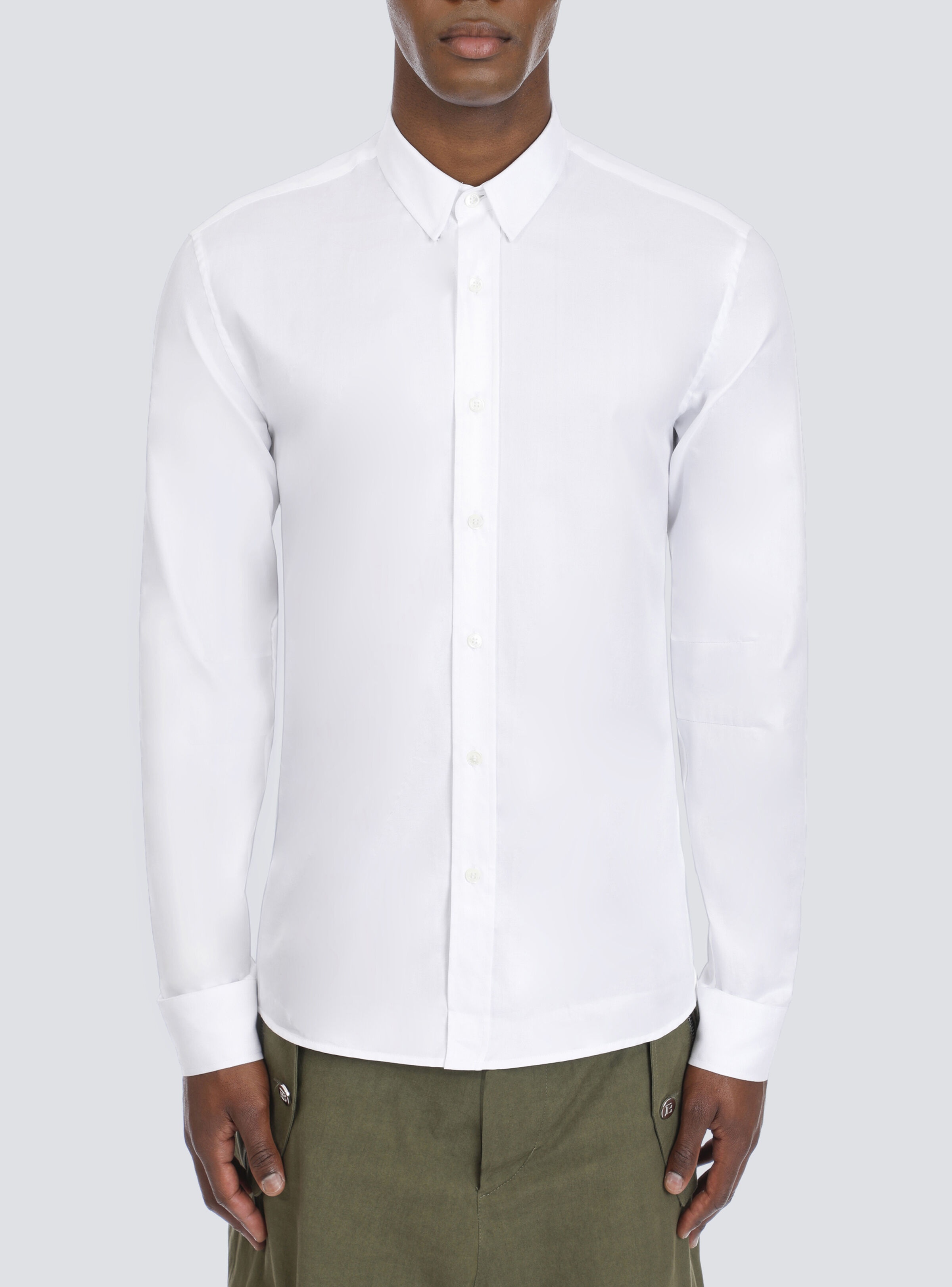 Fitted white cotton shirt - 7