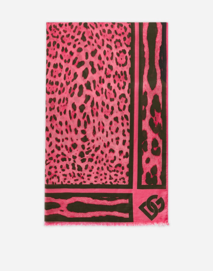 Neon leopard-print cotton sarong (110 x 190) - 1