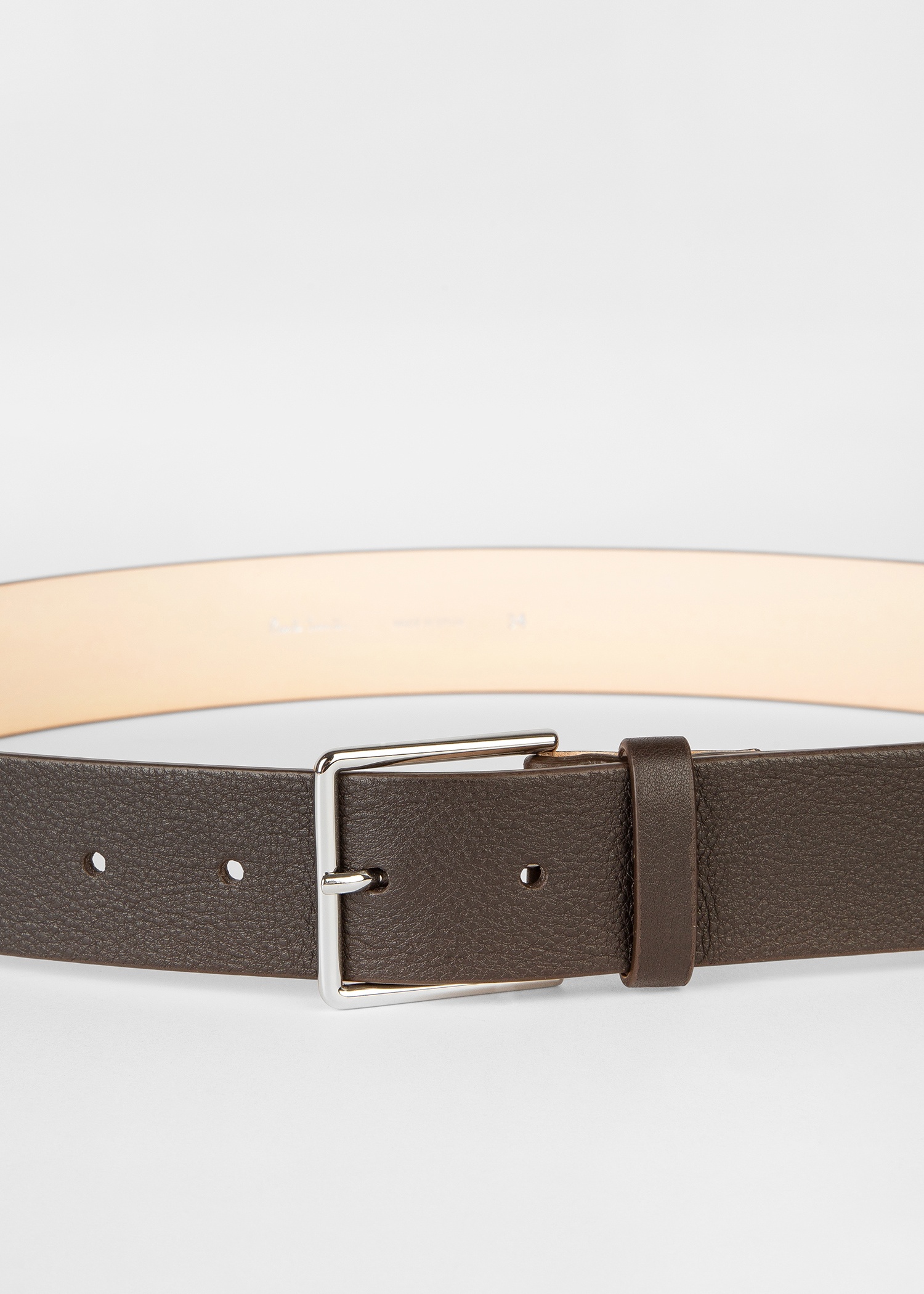 Dark Brown Leather 'Signature Stripe' Trim Belt - 3