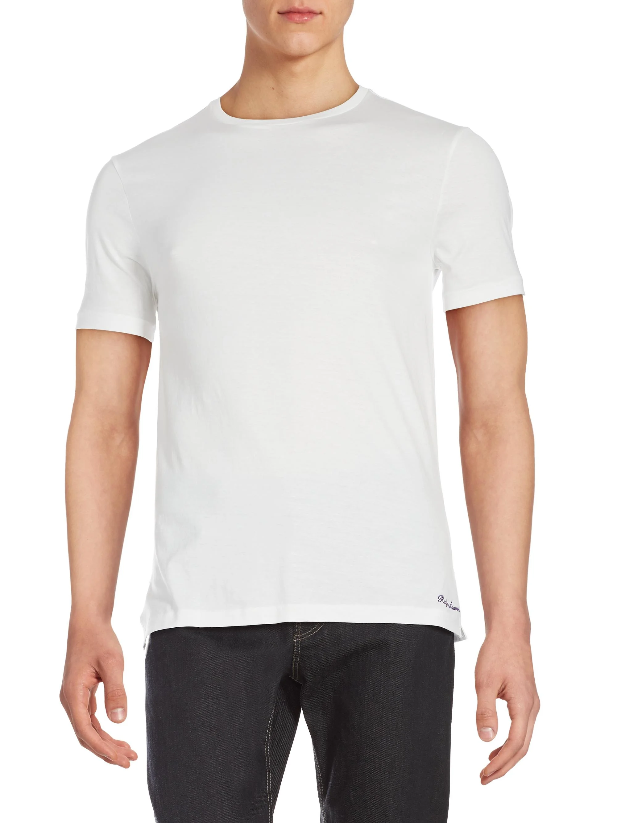 Men's Short-Sleeve Crewneck Cotton Tee - White - 1