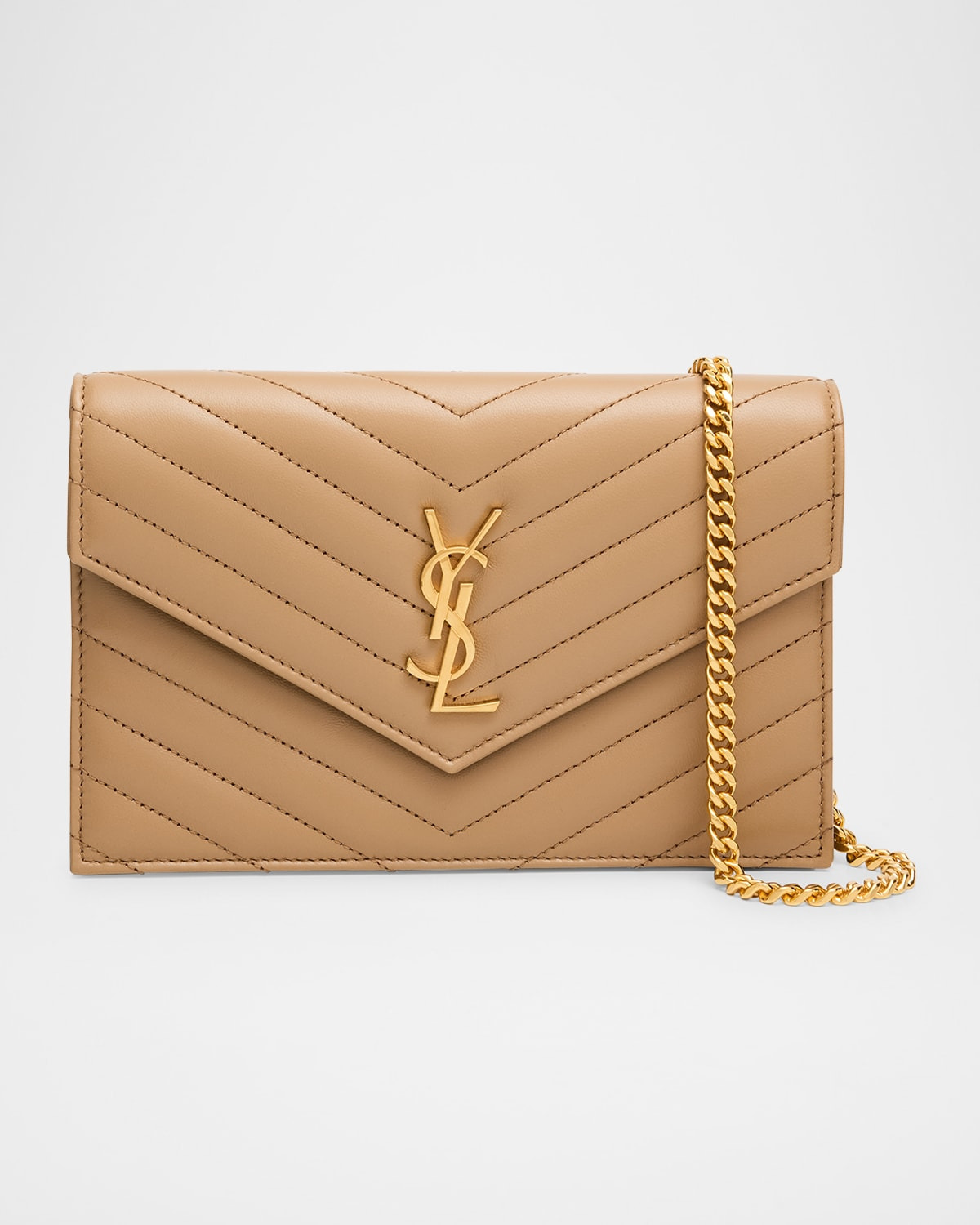 Small YSL Wallet on Chain in Quilted Leather - 1