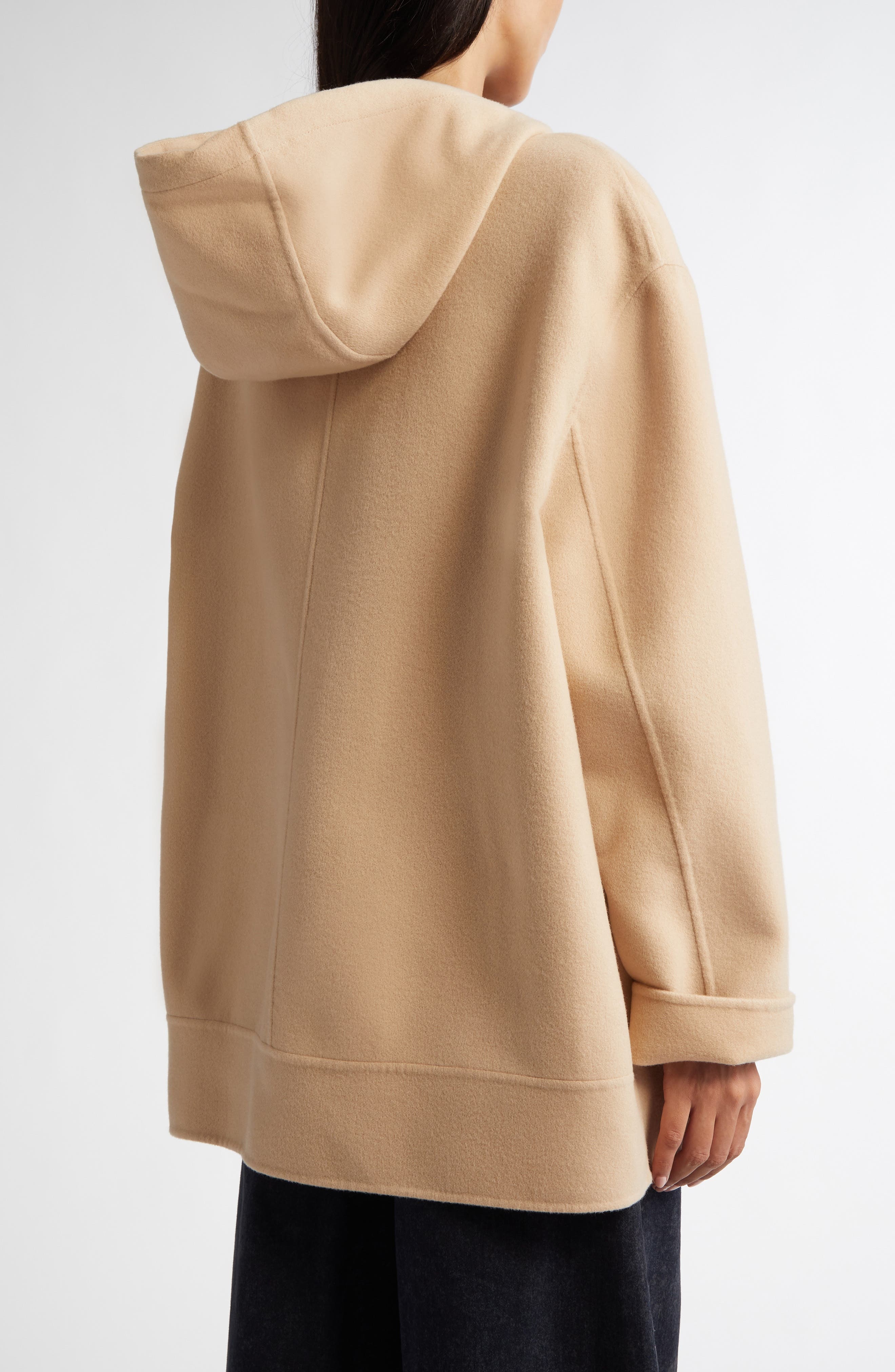 Marni Oversize Virgin Wool & Cashmere Hooded Parka in Light Camel at Nordstrom - 3