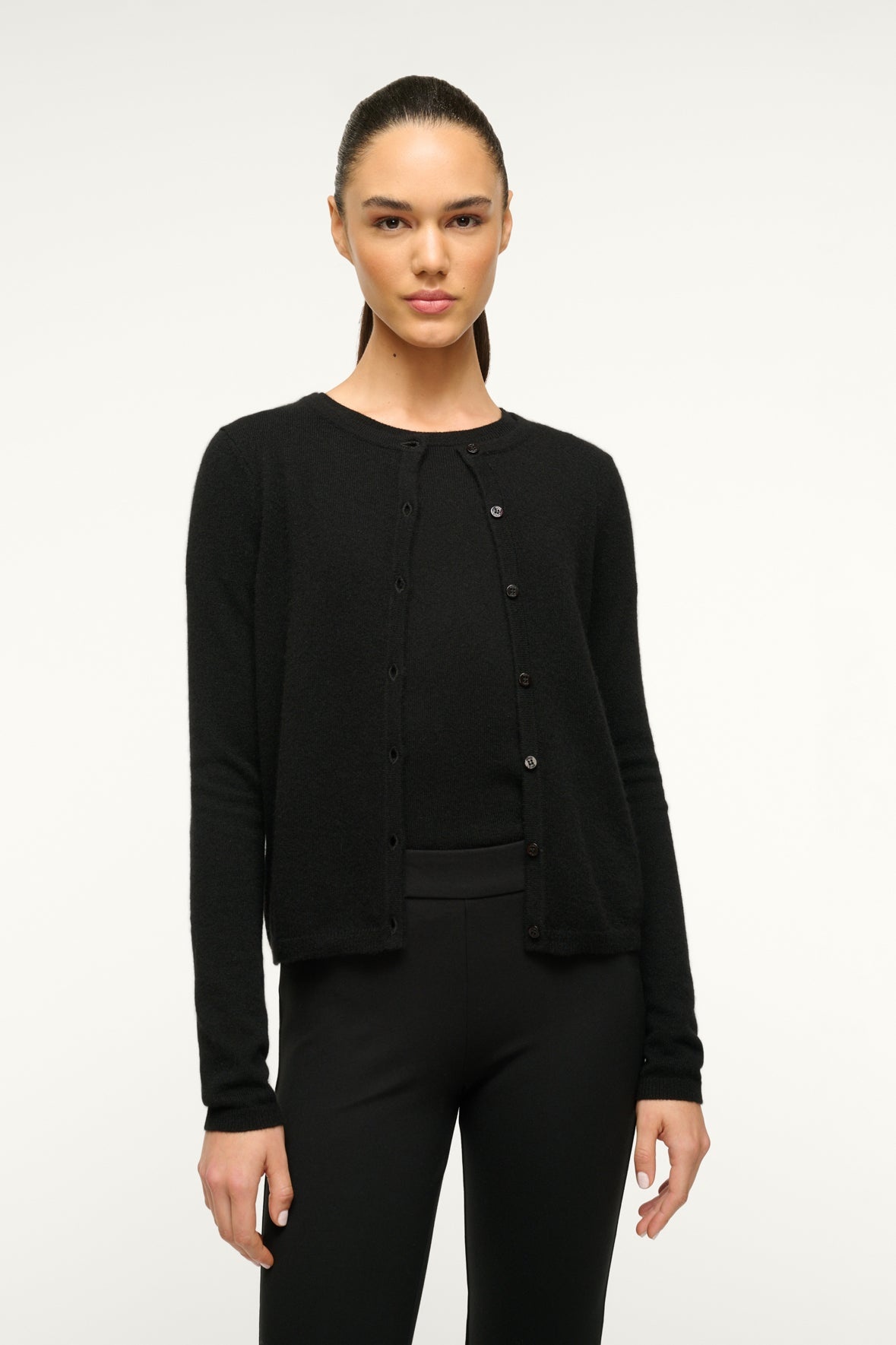 STAUD MIDNIGHT CASHMERE CARDIGAN BLACK - 2