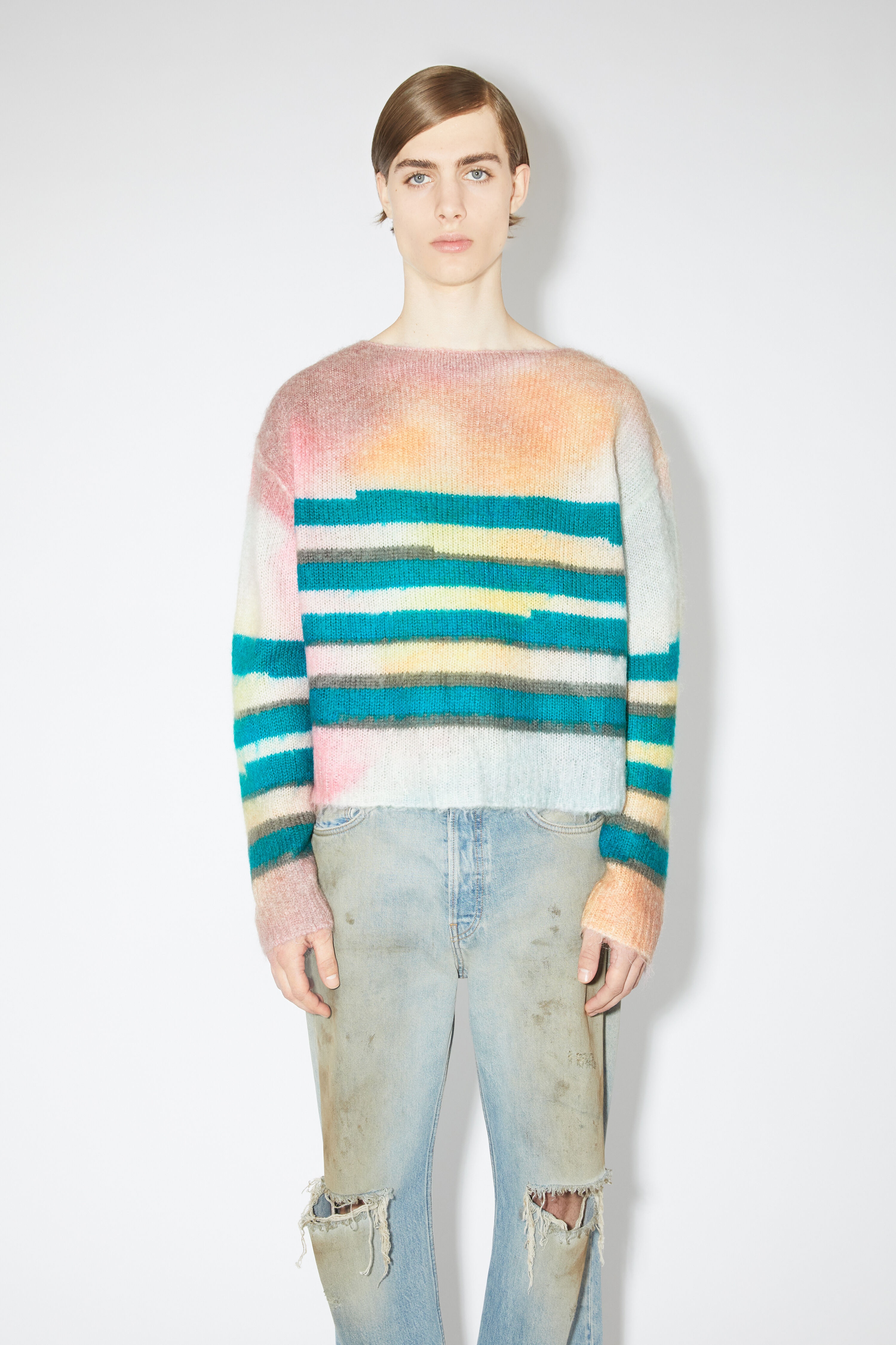 Mohair blend stripe jumper - Blue/multi - 2