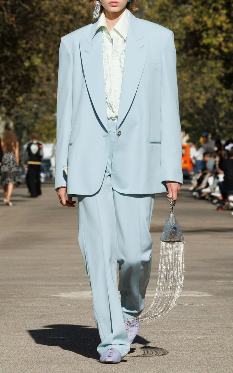 Stella McCartney Wool Straight-Leg Pants blue outlook