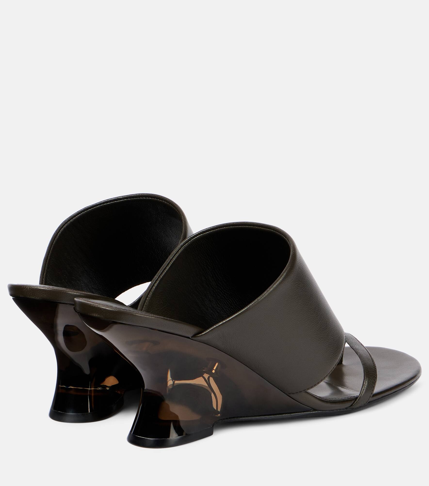 Leather wedge mules - 2
