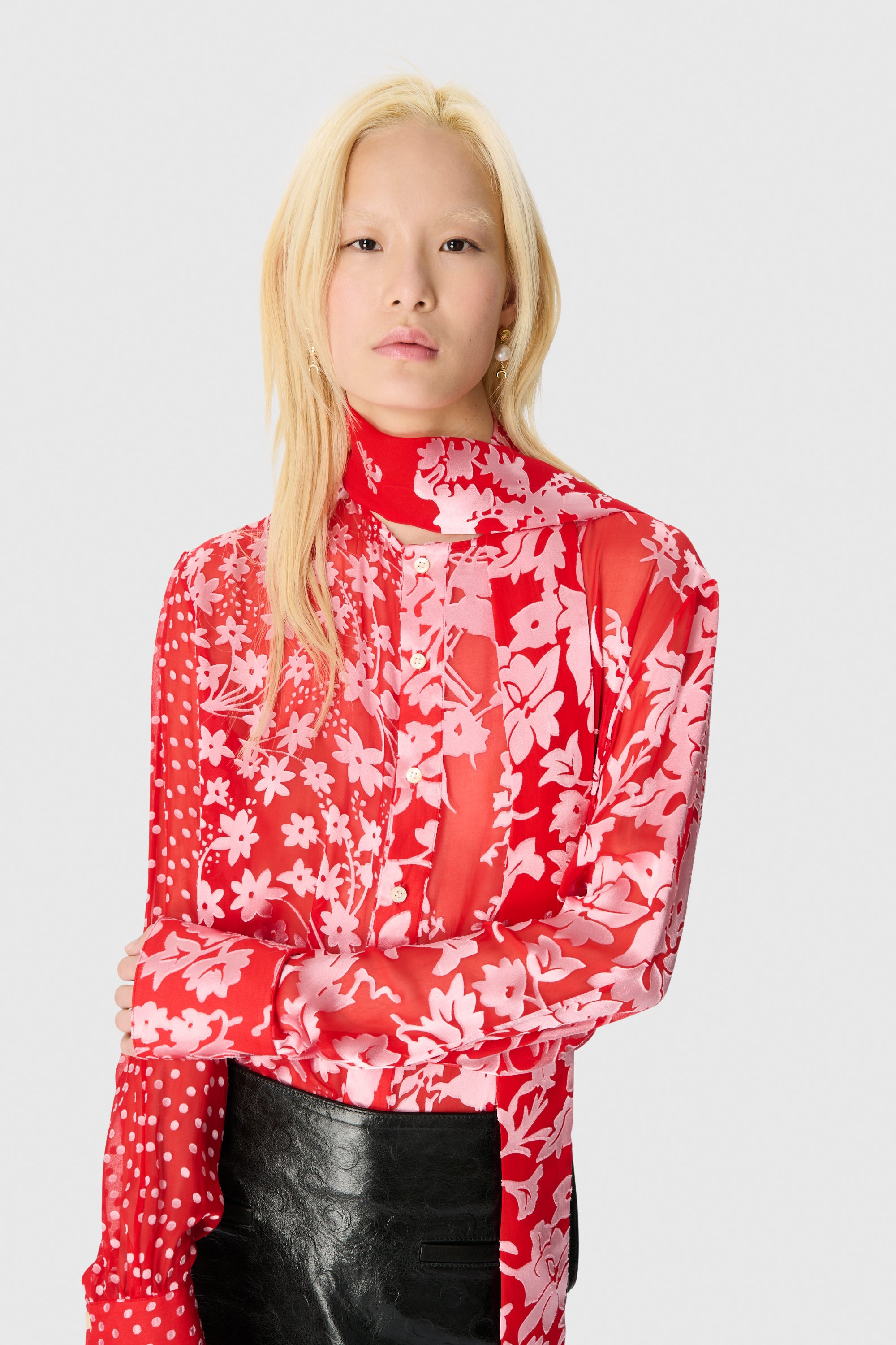 Regenerated Raso Silk Scarves LS Blouse - 4