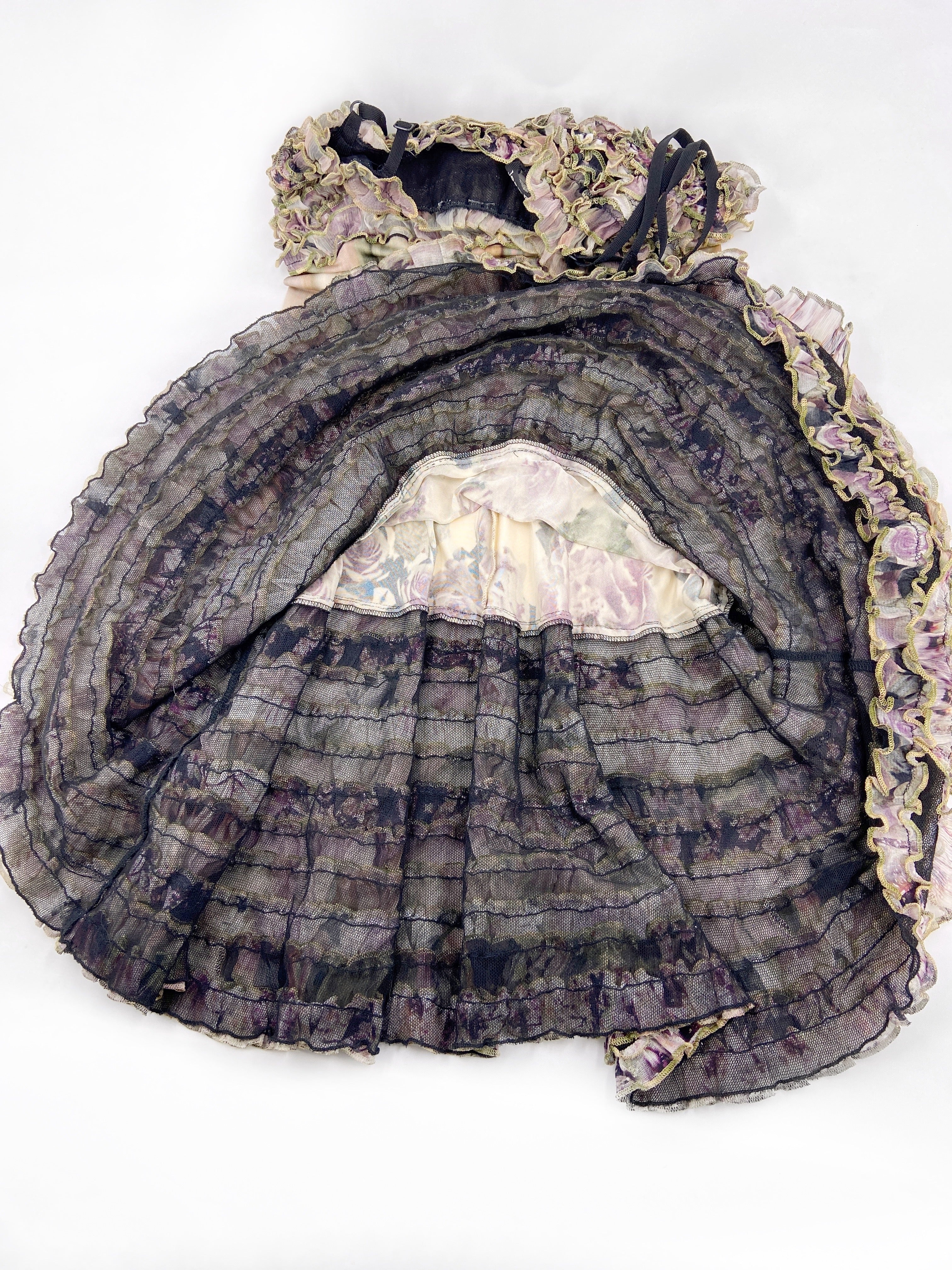 Jean Paul Gaultier Spring 2011 Ruched Floral Mesh Dress S - 11