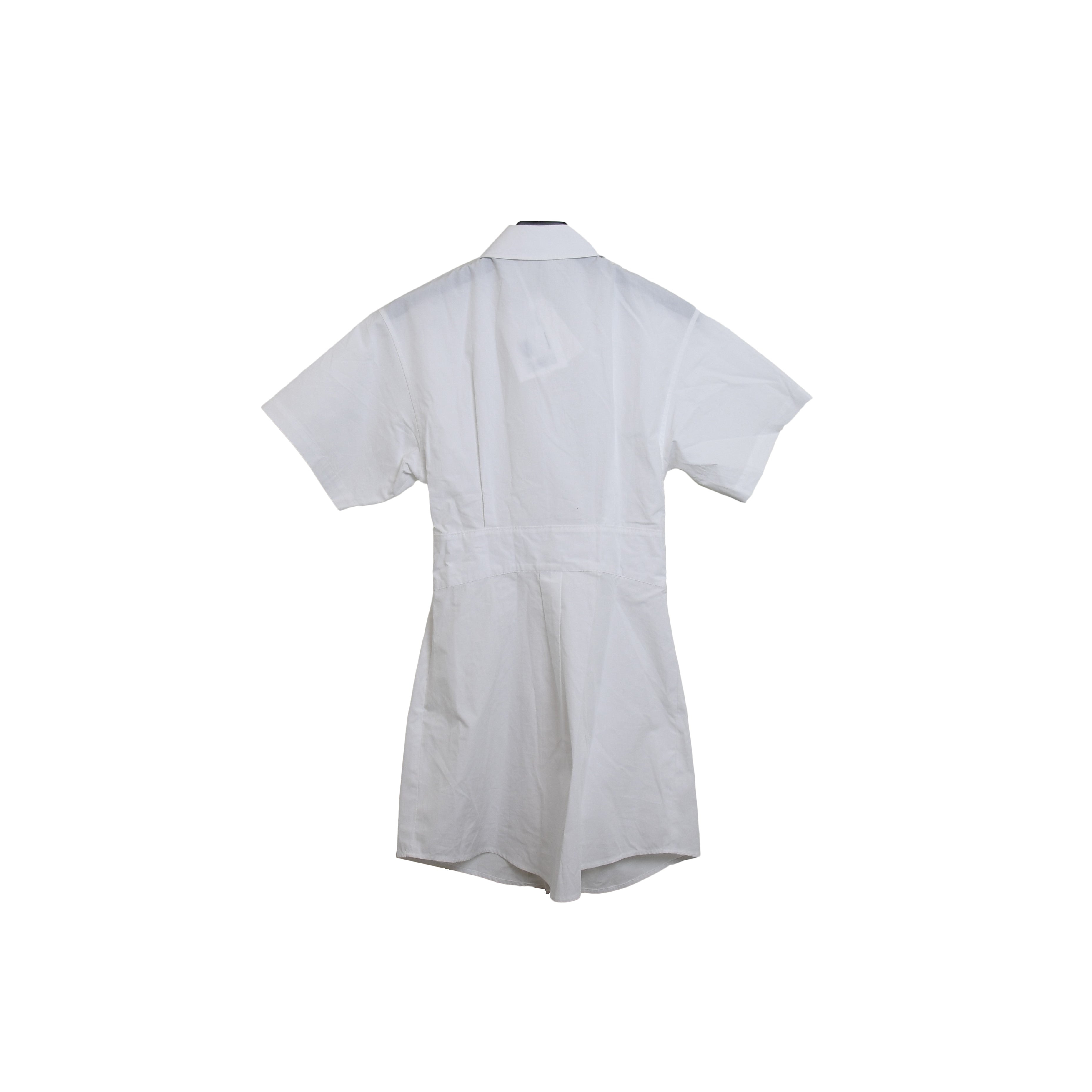 Alexander Wang Crisp Poplin S/S Mini Shirt Dress W/Twist Detail White - 2