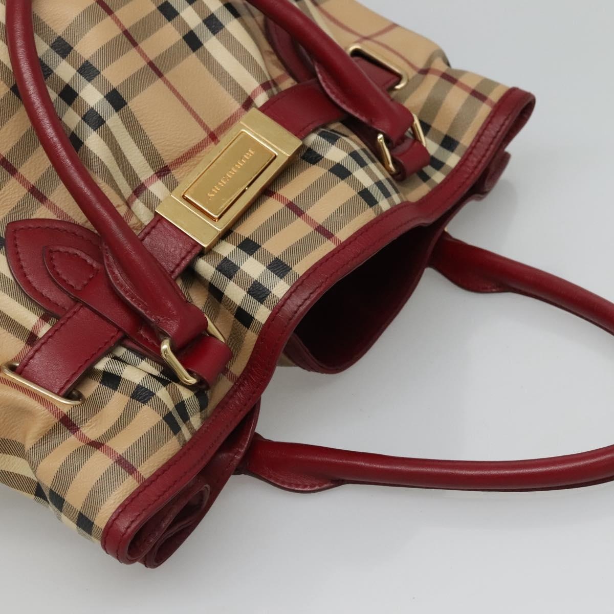 Burberry Nova Check Hand Bag Pvc Leather Beige - 6