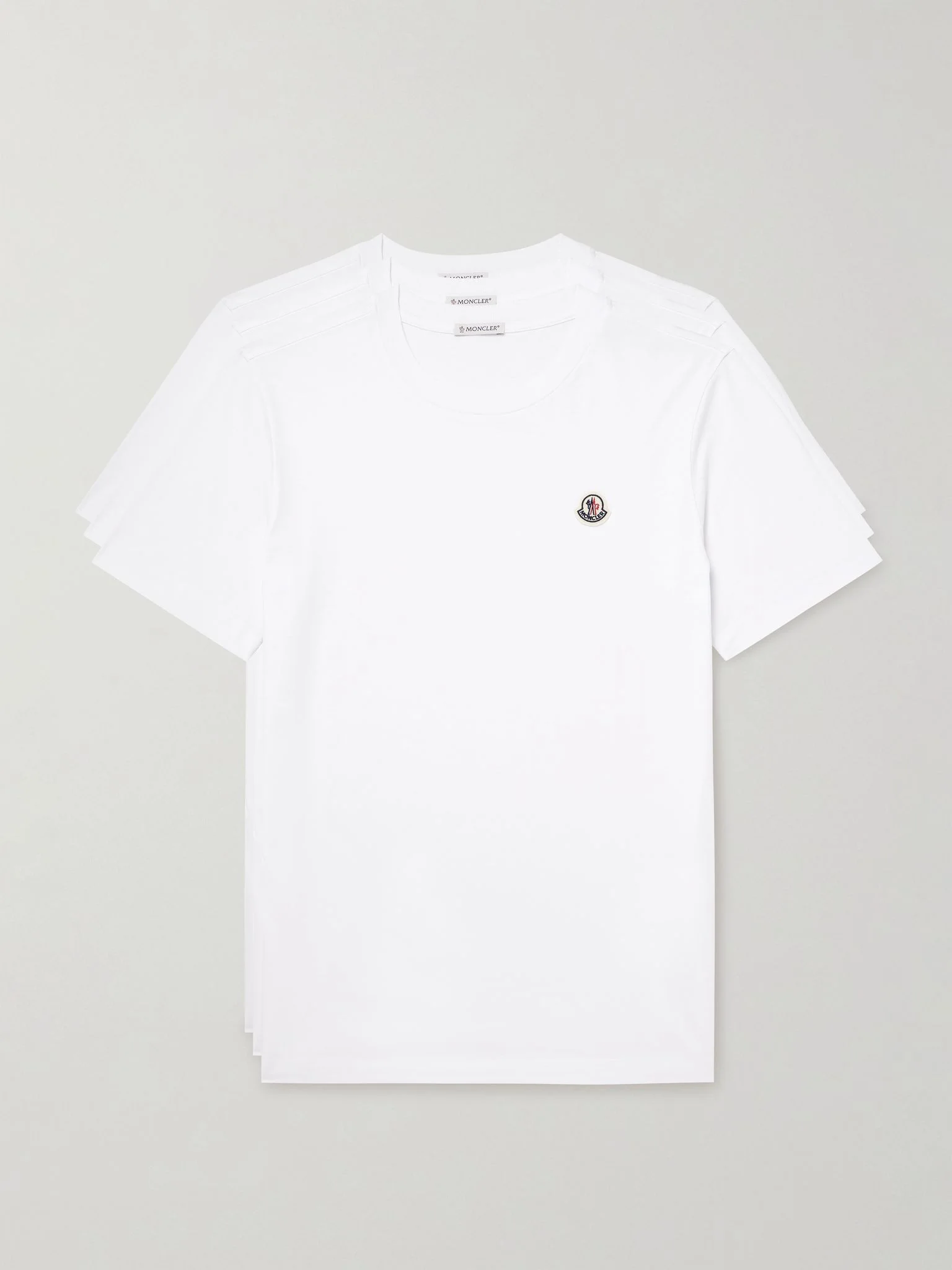 Three-Pack Logo-Appliquéd Cotton-Jersey T-Shirts White - 1