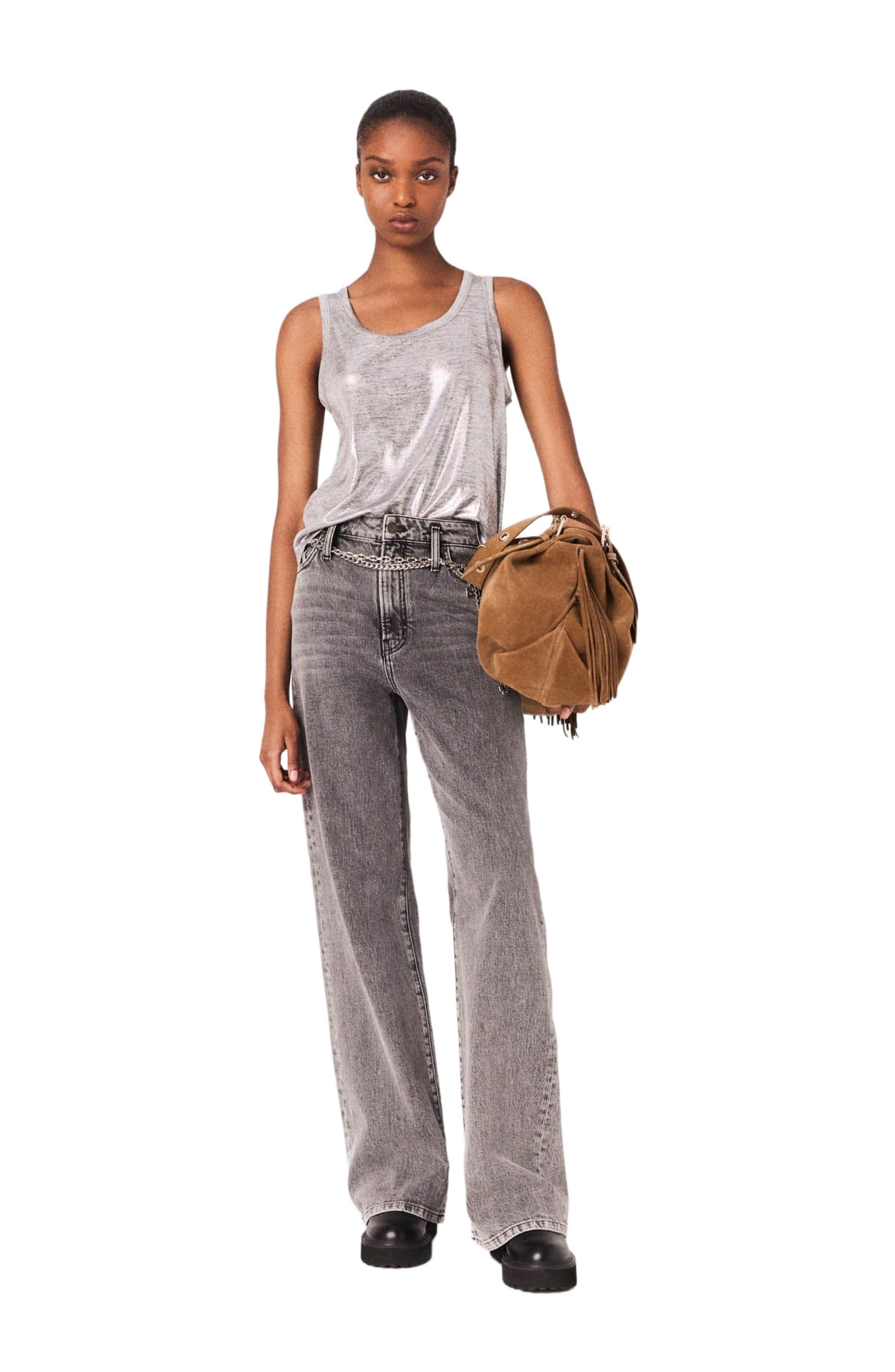 maje Metallic vest top in Silver at Nordstrom - 4