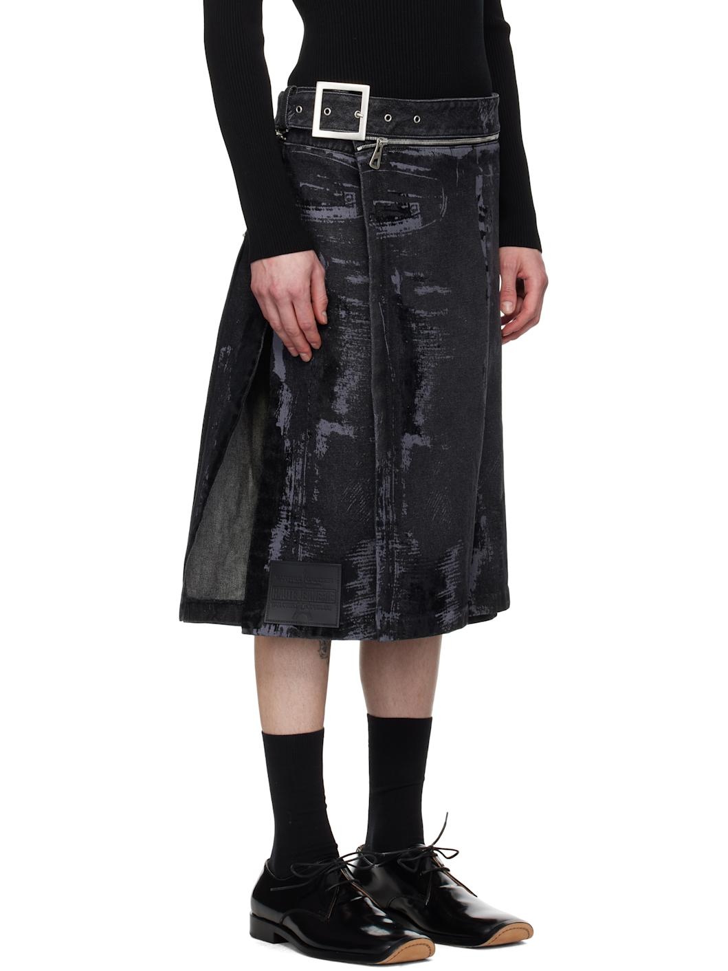 Black 'The Flocked' Denim Skirt - 2