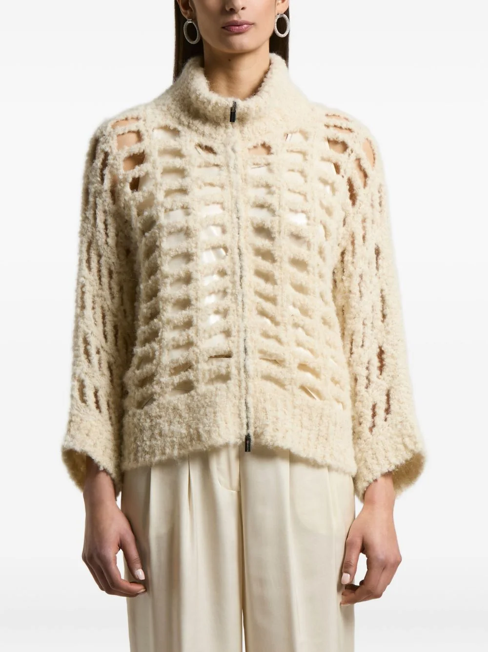 geometric cut-out cardigan - 1