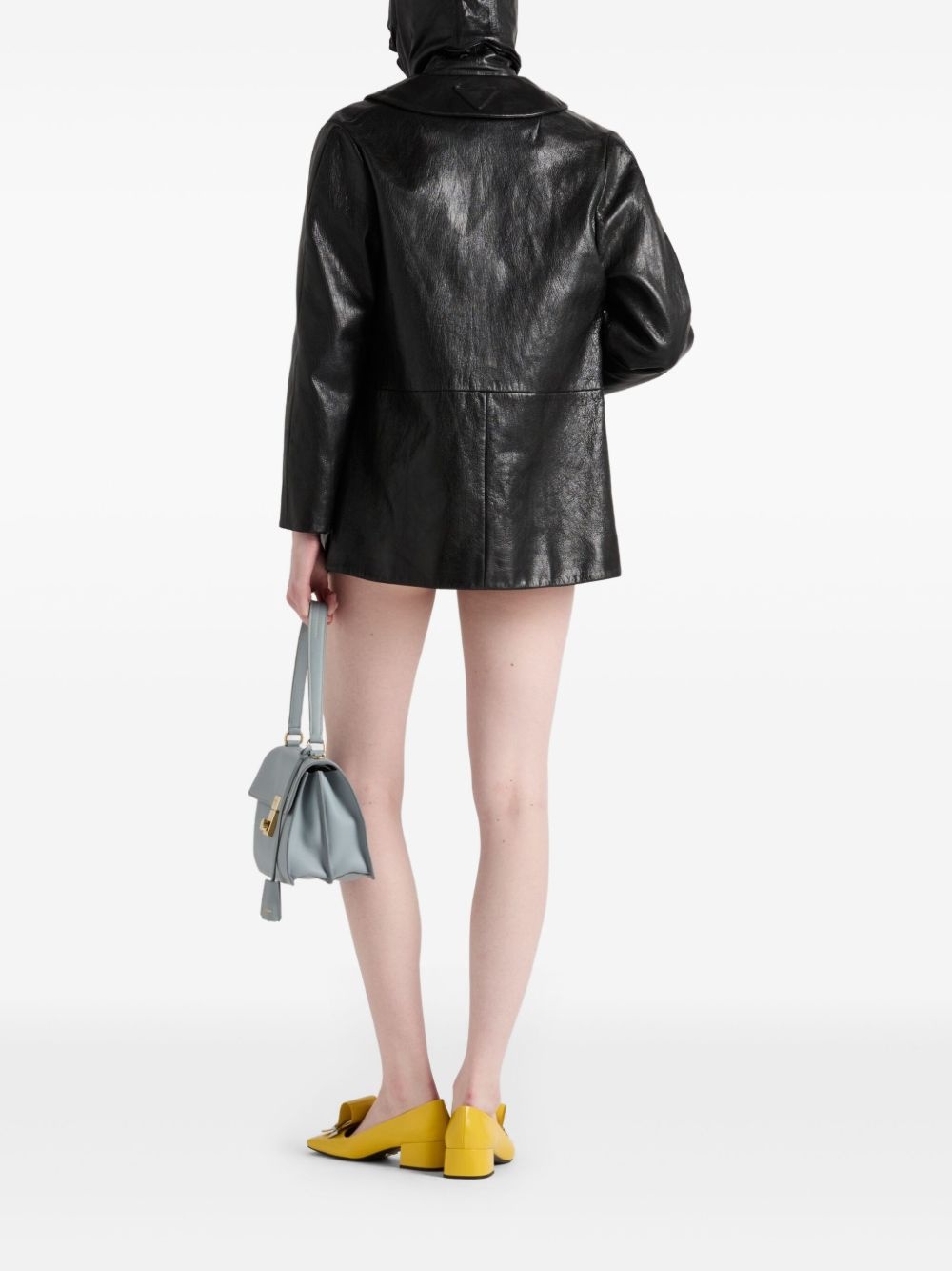 button-up leather jacket - 3