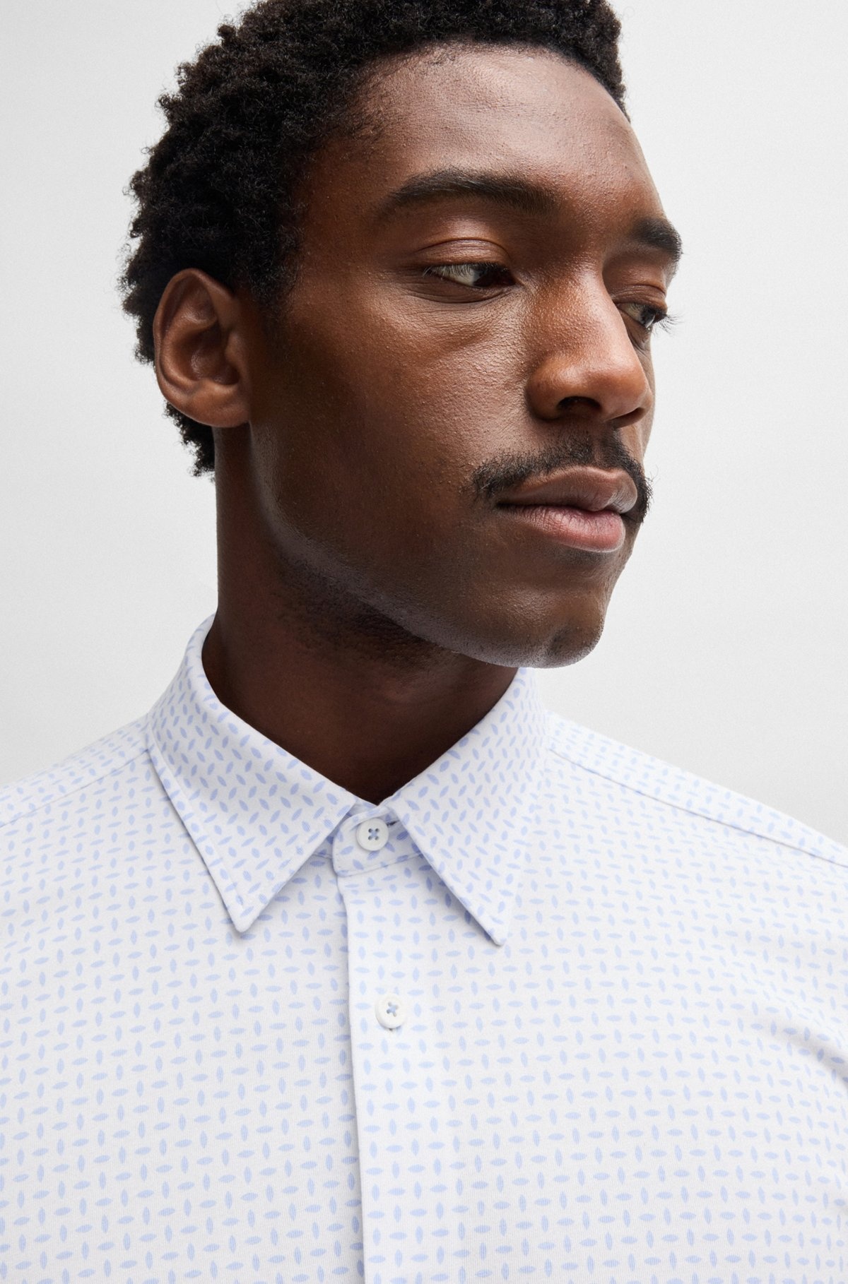 SLIM-FIT SHIRT IN A PRINTED COTTON BLEND - 3