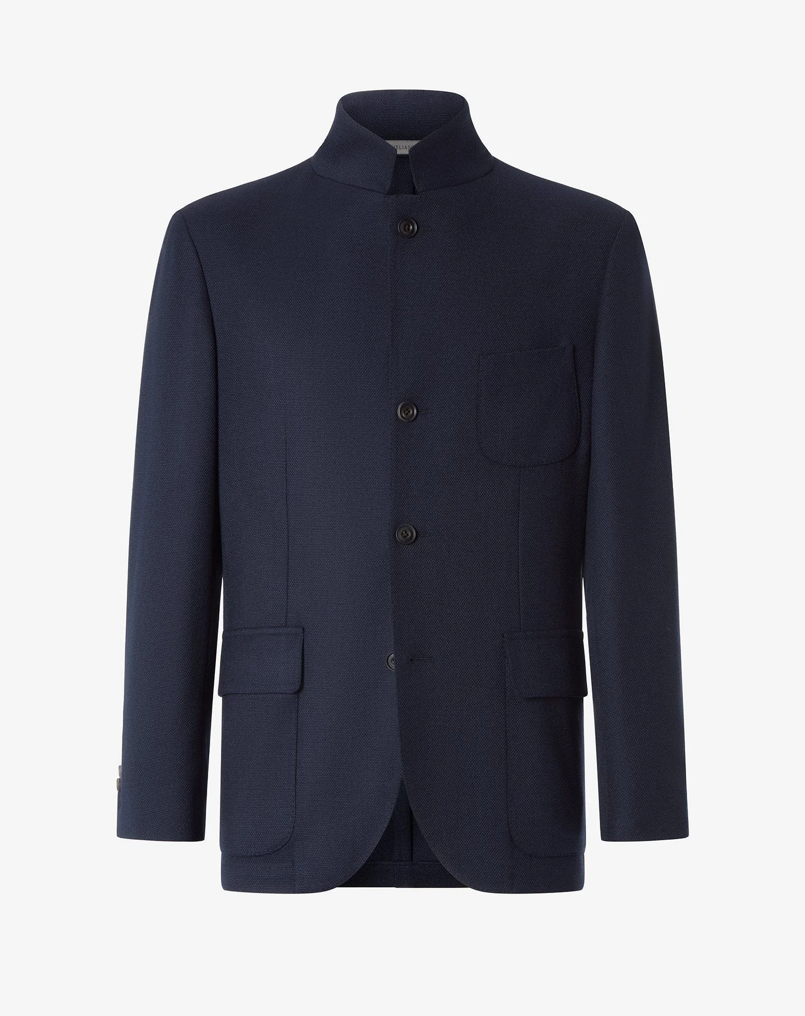 Navy blue stretch wool and cashmere jacket - 1