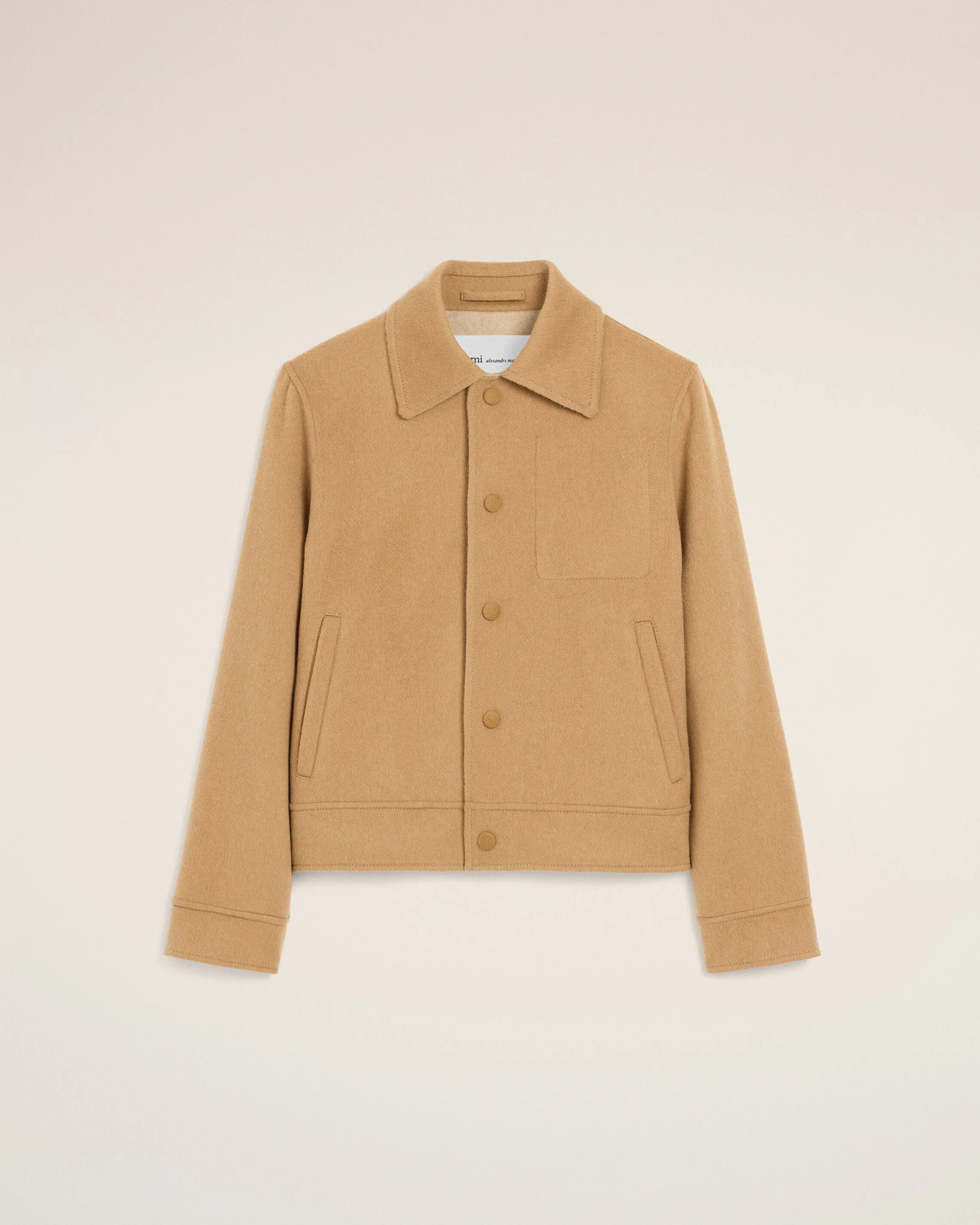 BEIGE BUTTON-DOWN WOOL AND CASHMERE JACKET - 1