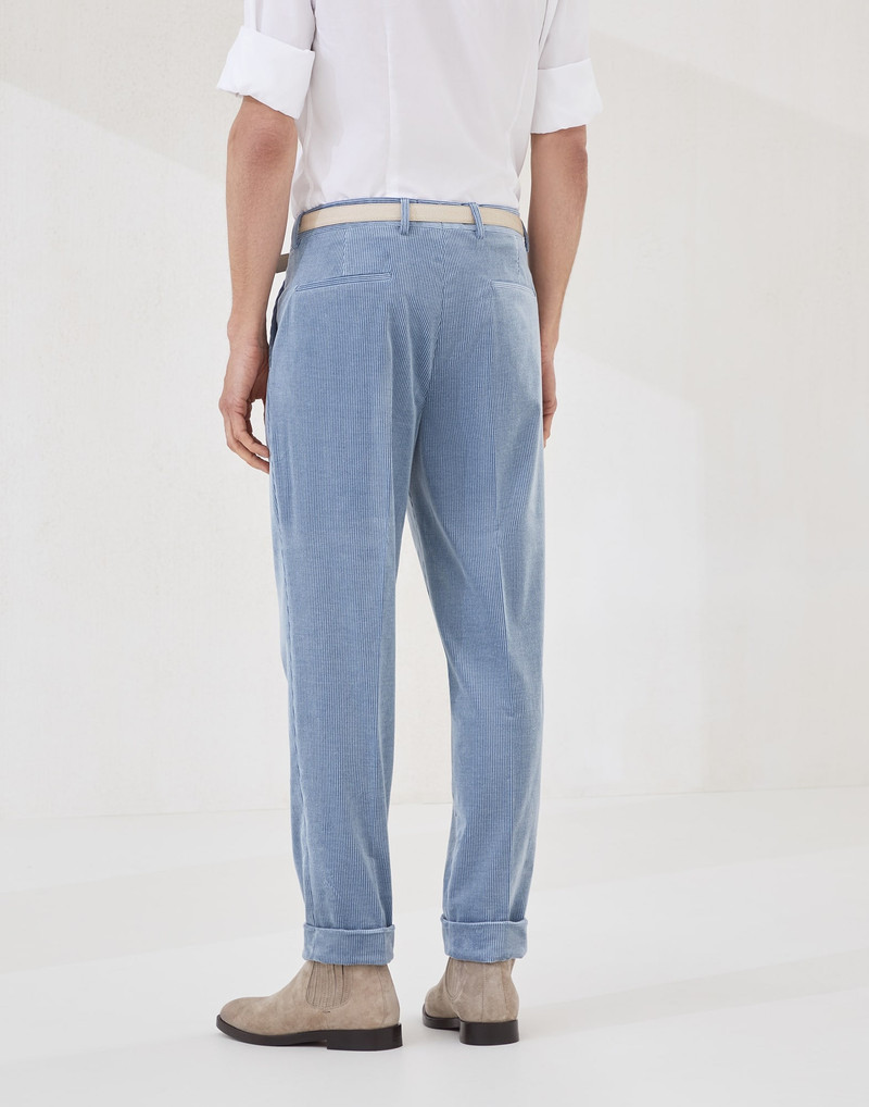Brunello Cucinelli Comfort cotton and cashmere corduroy leisure fit trousers with pleat outlook