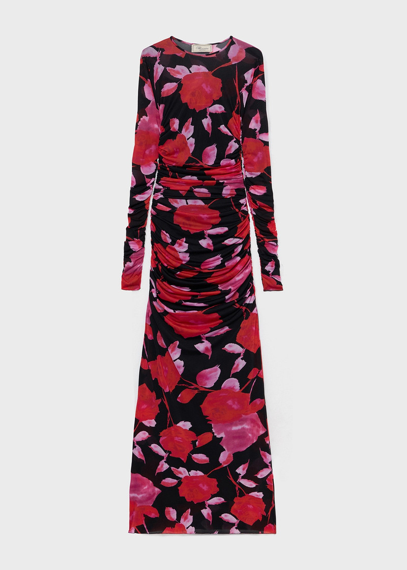LONG DRESS IN JERSEY WITH FLORAL PRINT - 1