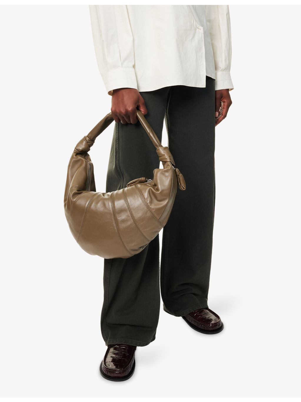 Small Croissant Leather Shoulder Bag - 2