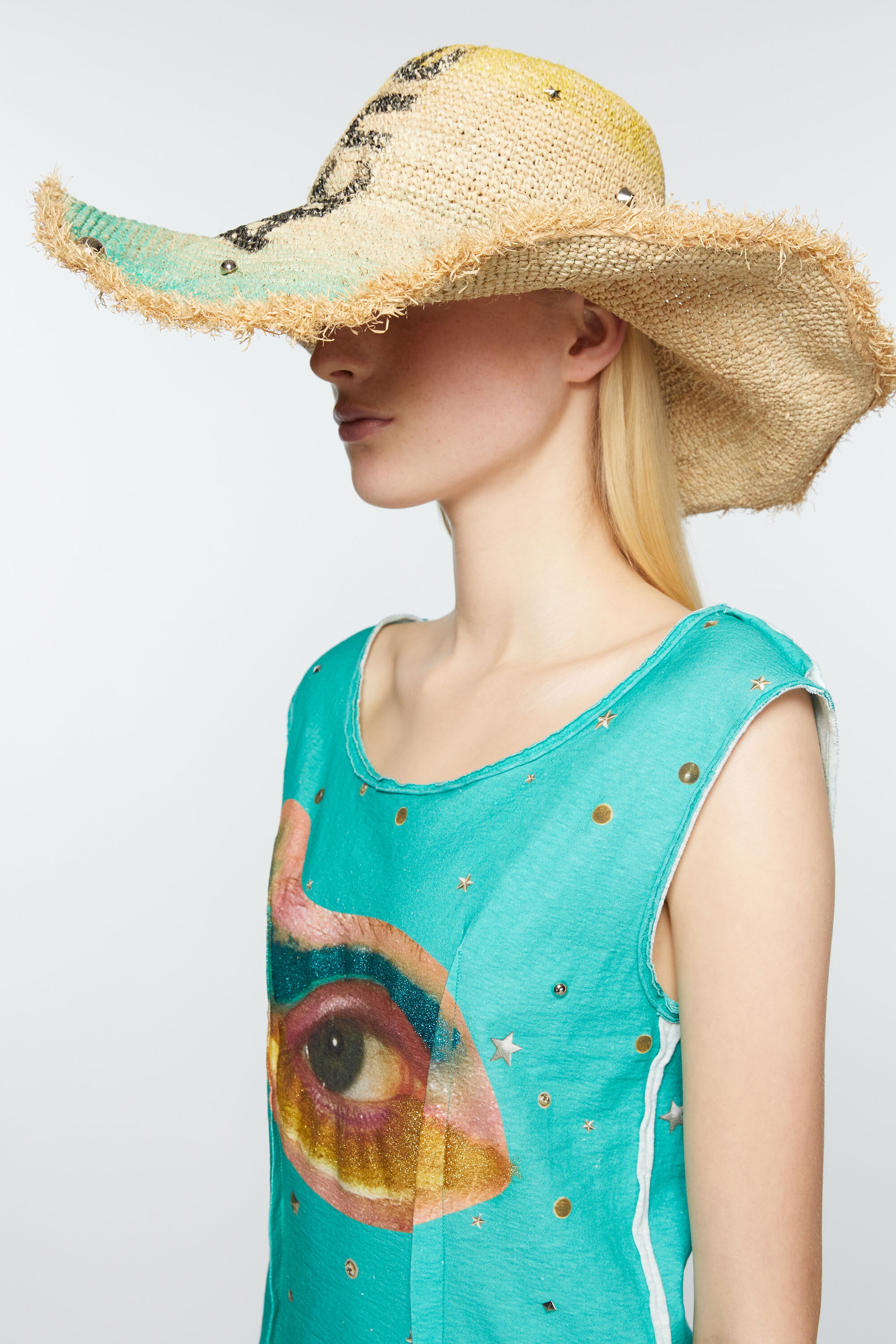 Raffia wide brim hat - Straw yellow - 2