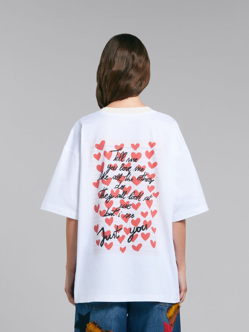 WHITE T-SHIRT WITH HEARTS PRINT - 3
